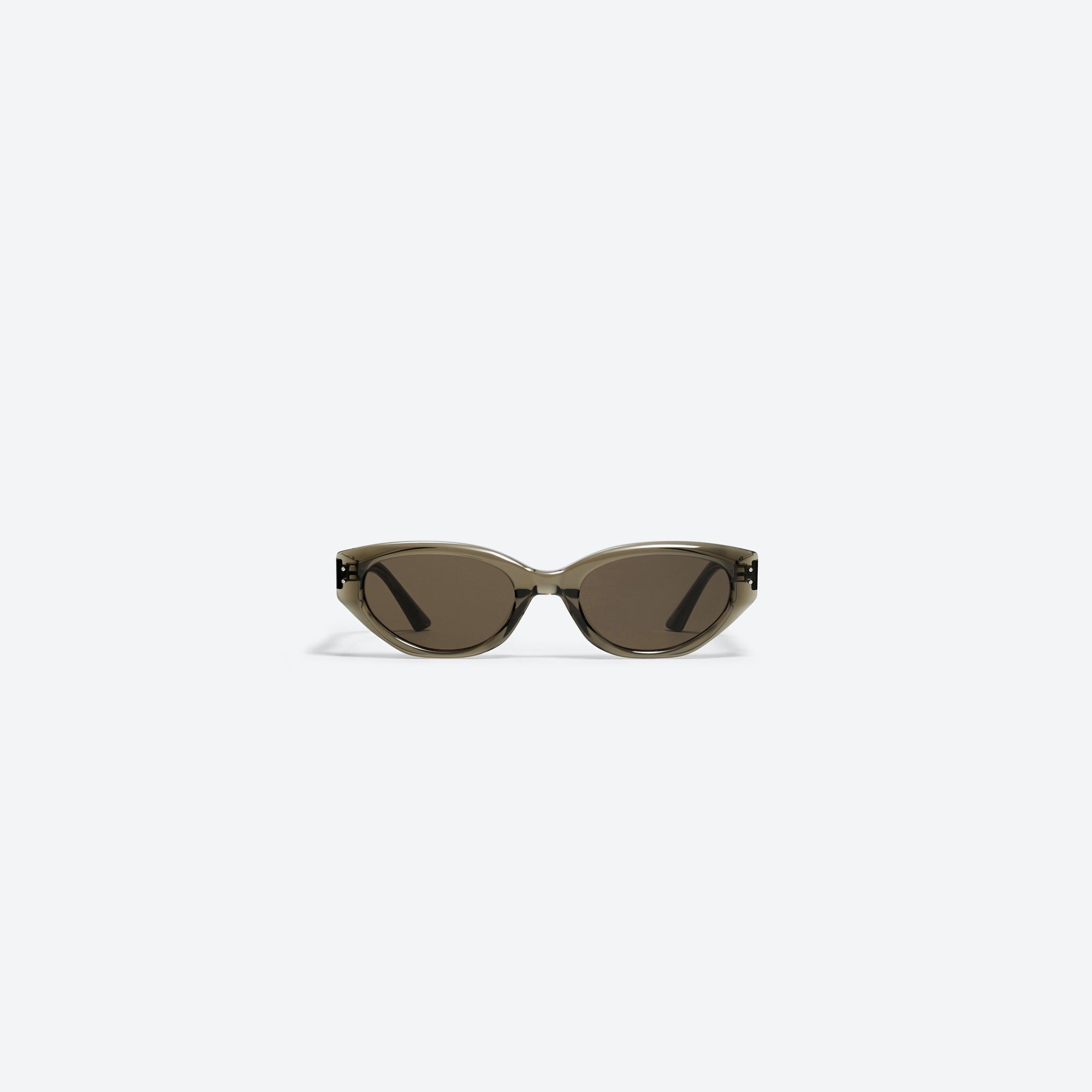 A front view of Gentle Monster Rococo KC6 Green Acetate framed Cat-eye sunglasses.