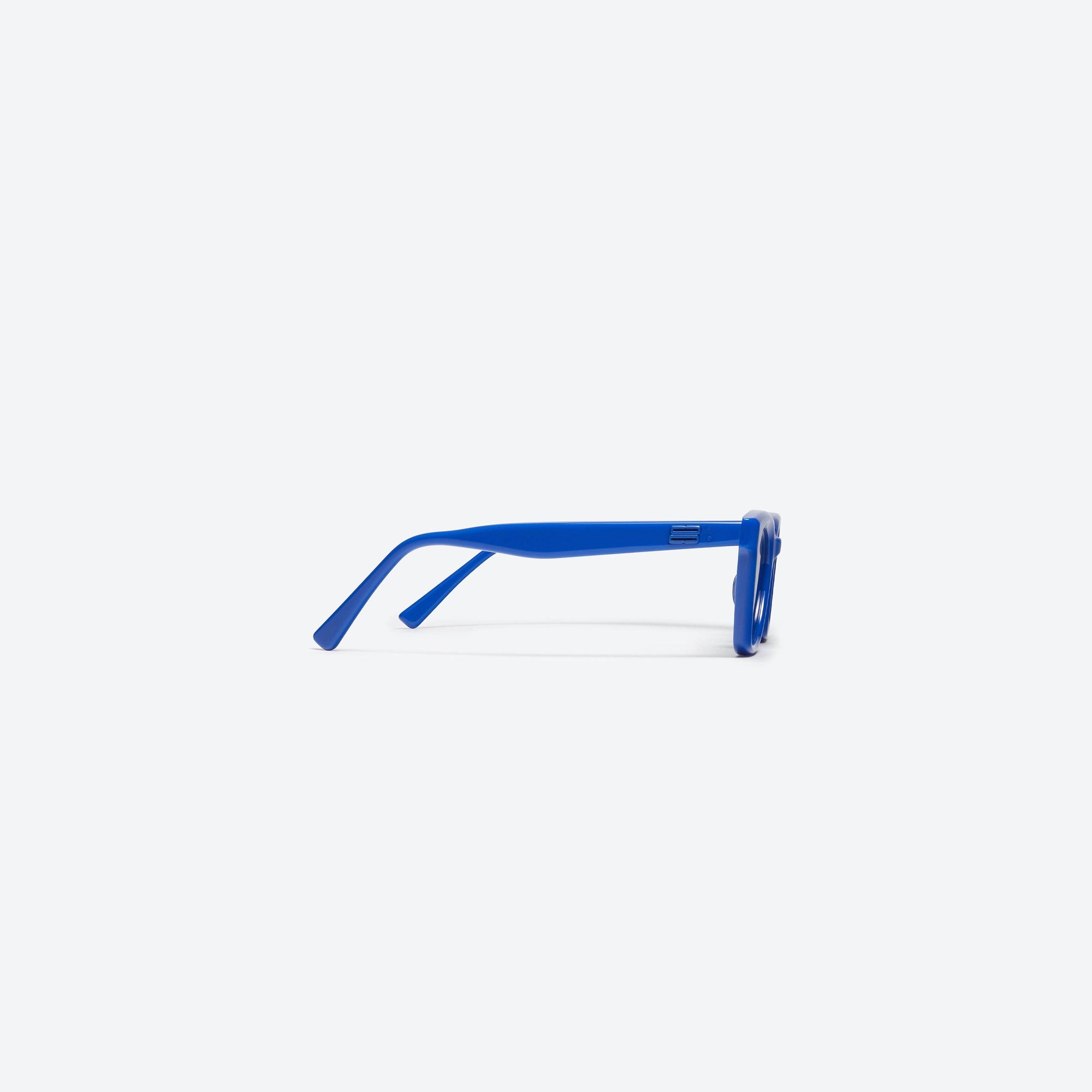 A detailed right view of Gentle Monster Hue BL2 Blue Acetate framed Square sunglasses.
