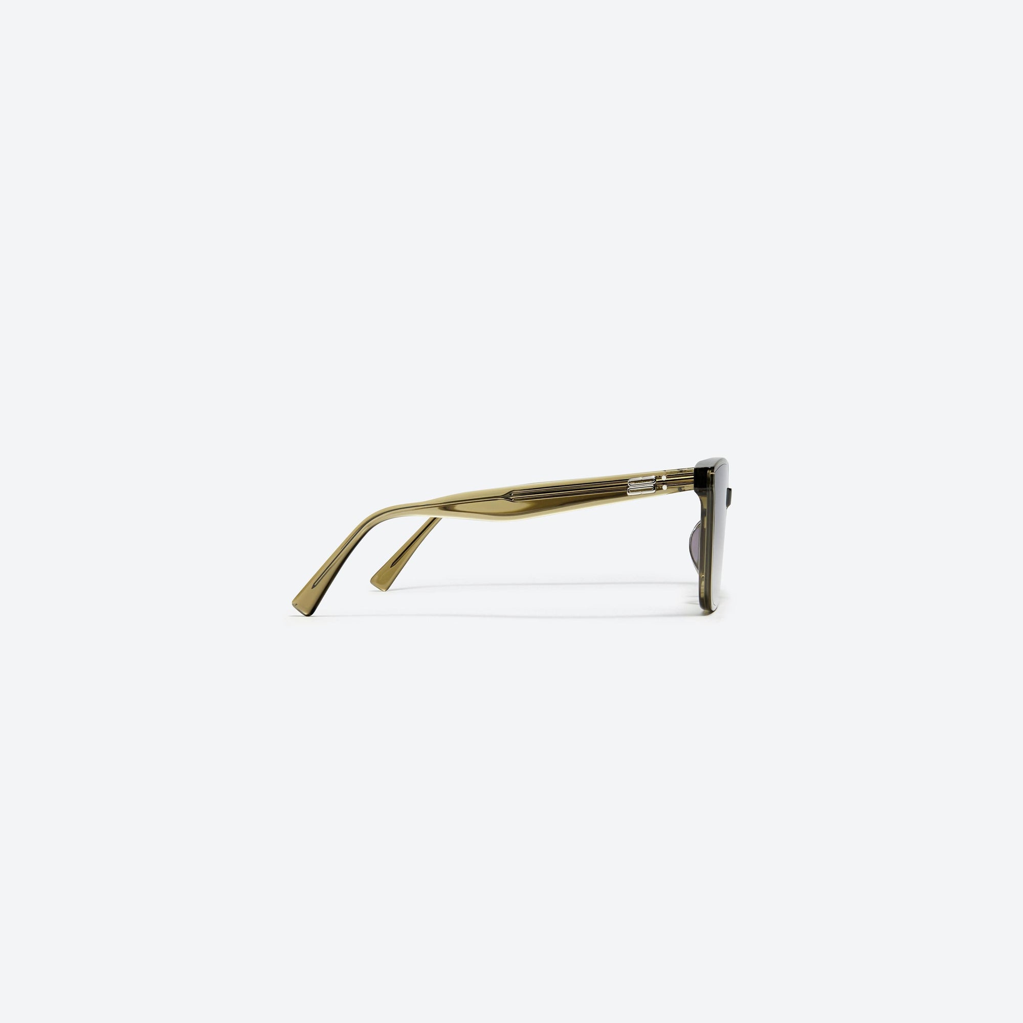 A detailed right view of Gentle Monster Tam KC1 Green Acetate framed Square sunglasses.