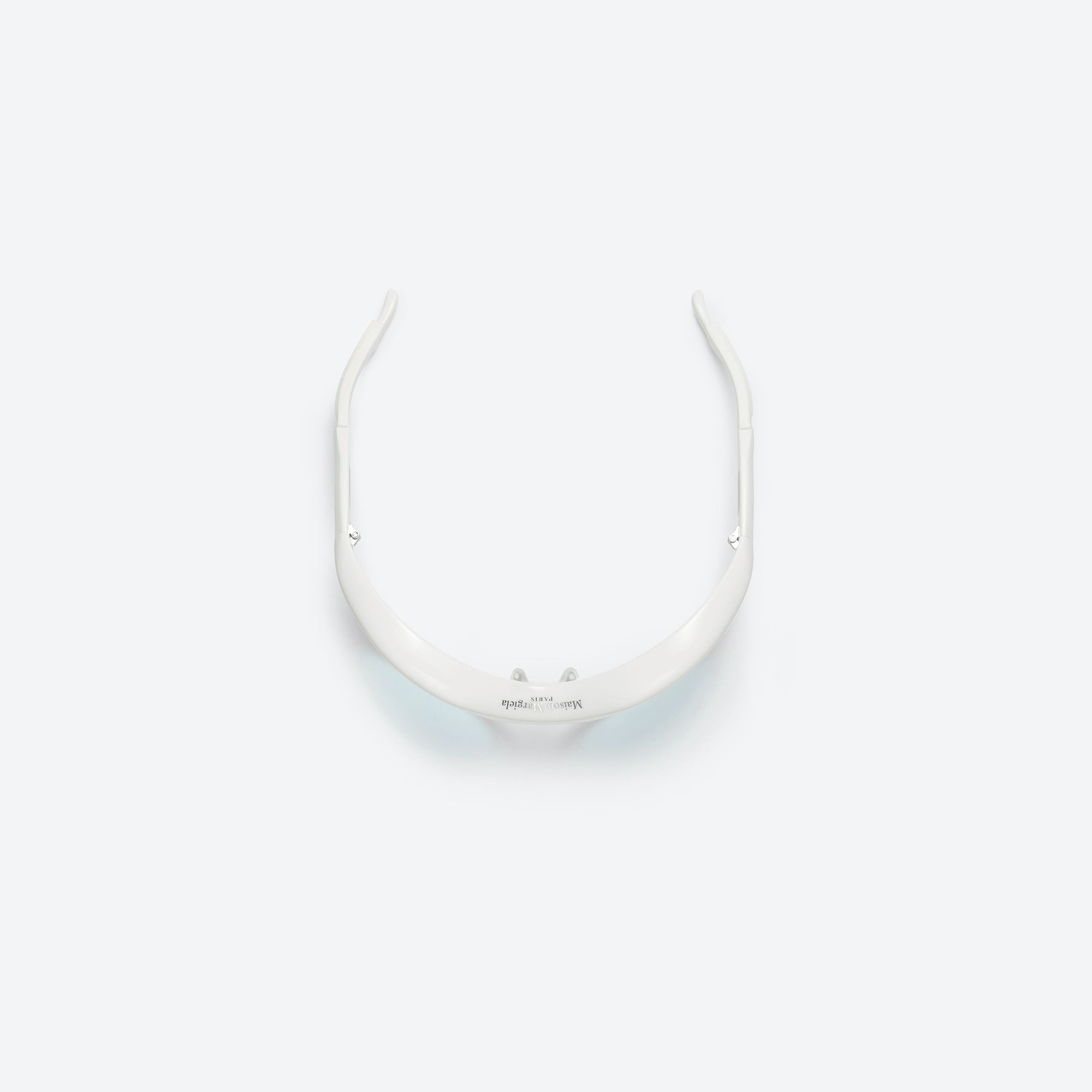 A detailed left view of Gentle Monster Maison Margiela - MM001 W2(BL) White Acetate framed Wraparound sunglasses.