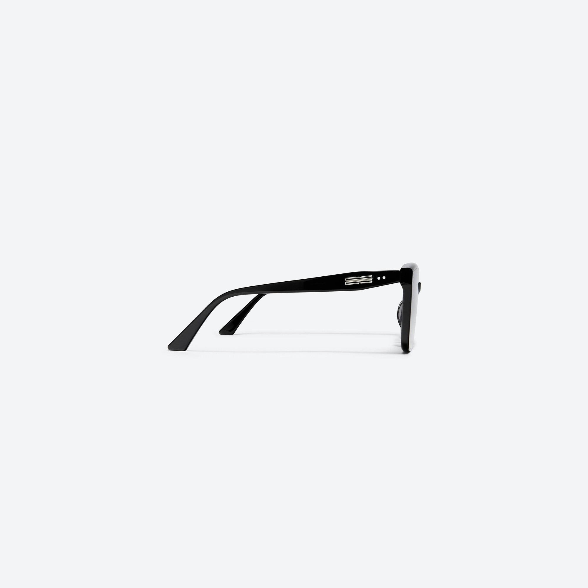 A detailed right view of Gentle Monster Palette 01 Small Black Acetate framed Square sunglasses.
