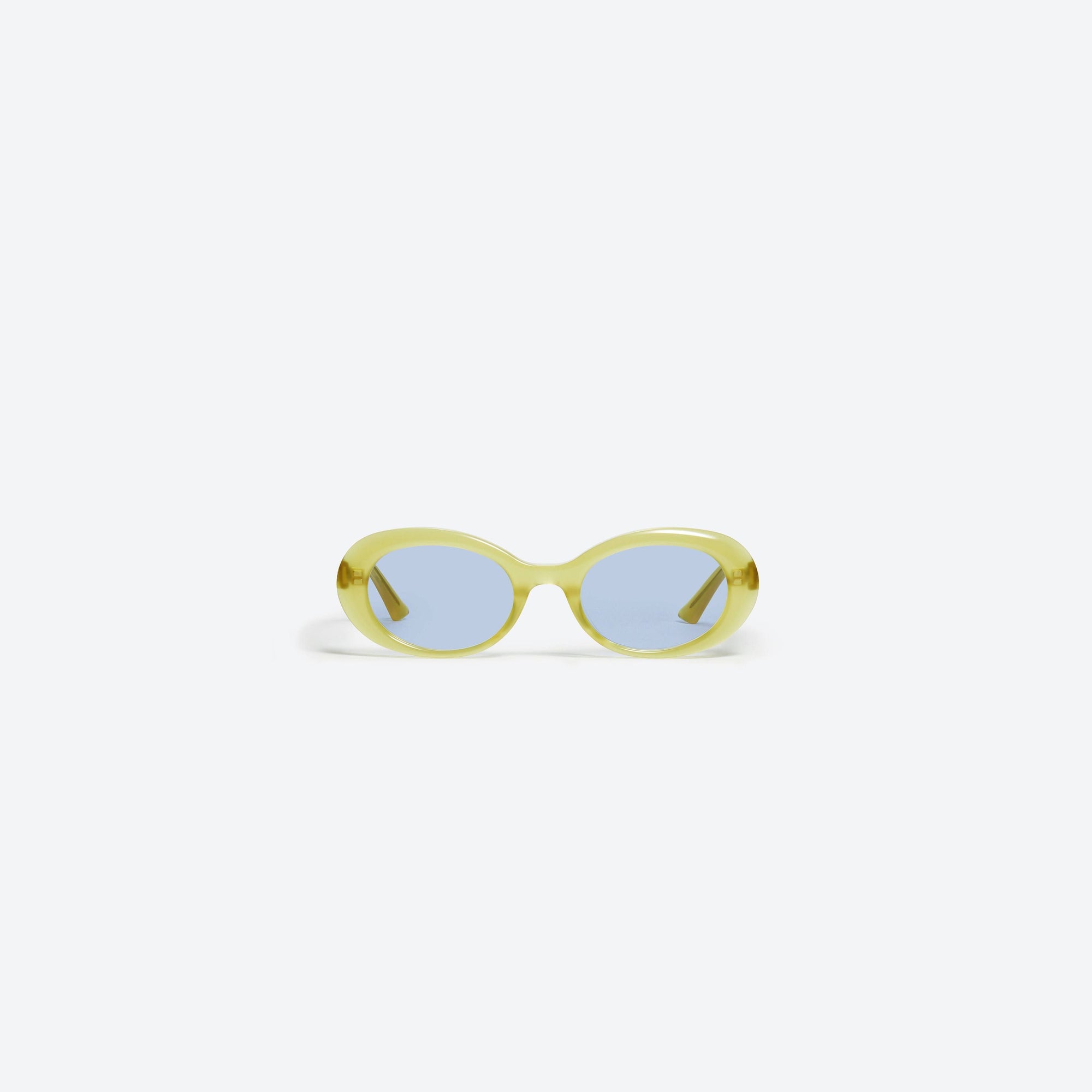 A front view of Gentle Monster KUN - 0003 OL3 Green Acetate framed Oval sunglasses.
