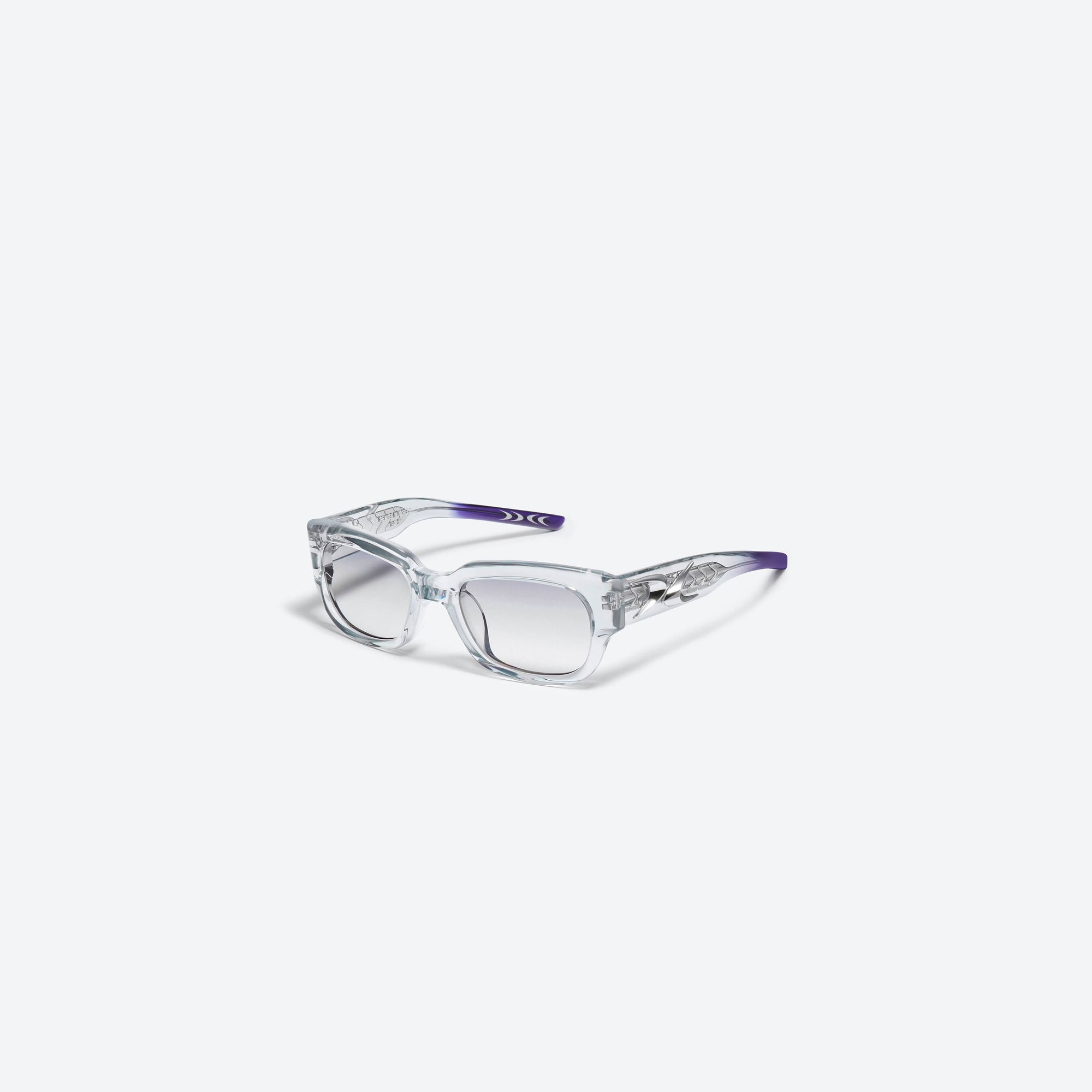45-degree view of Gentle Monster Nine Part Piece GC4 Gray Acetate framed Square sunglasses.