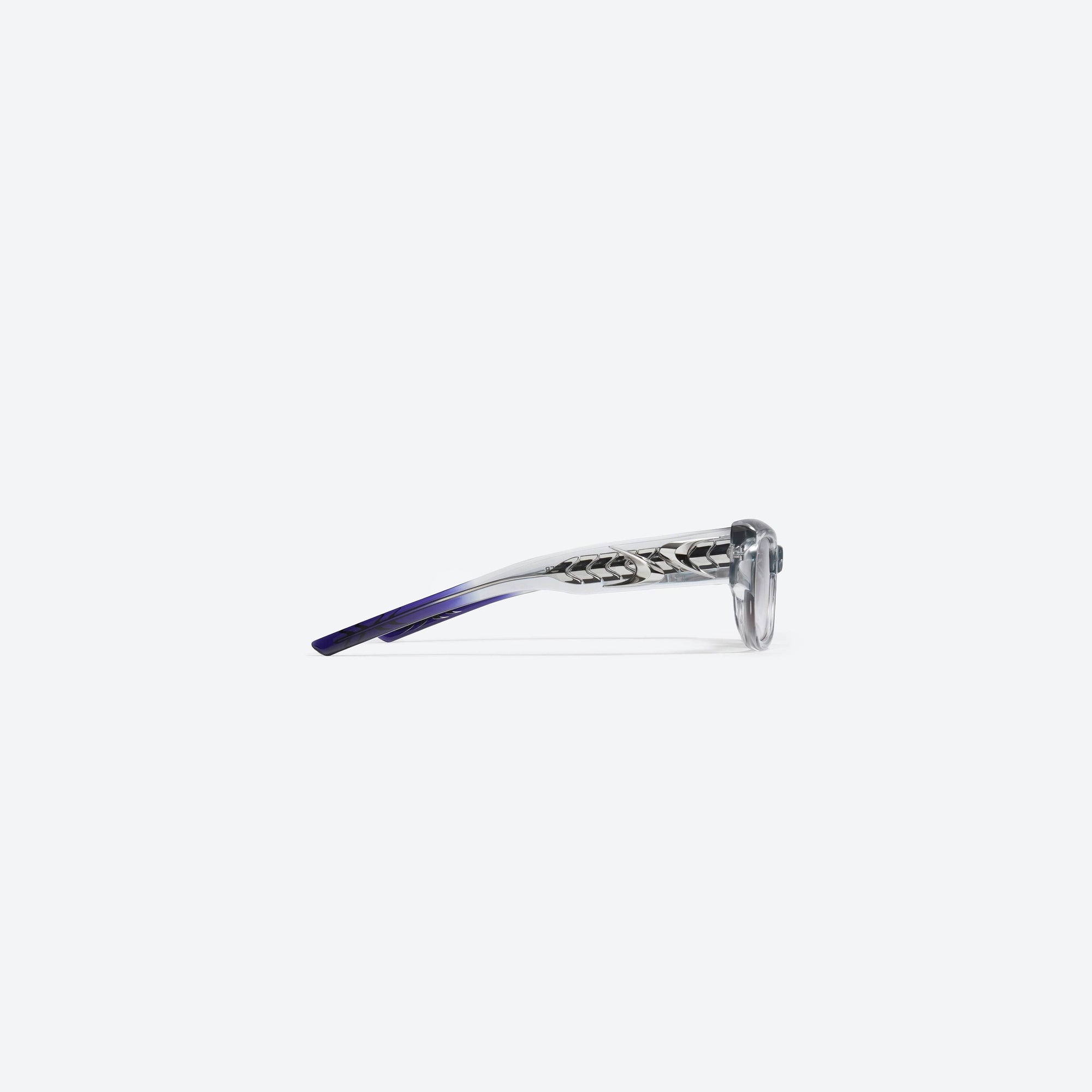 A detailed right view of Gentle Monster Nine Part Piece GC4 Gray Acetate framed Square sunglasses.