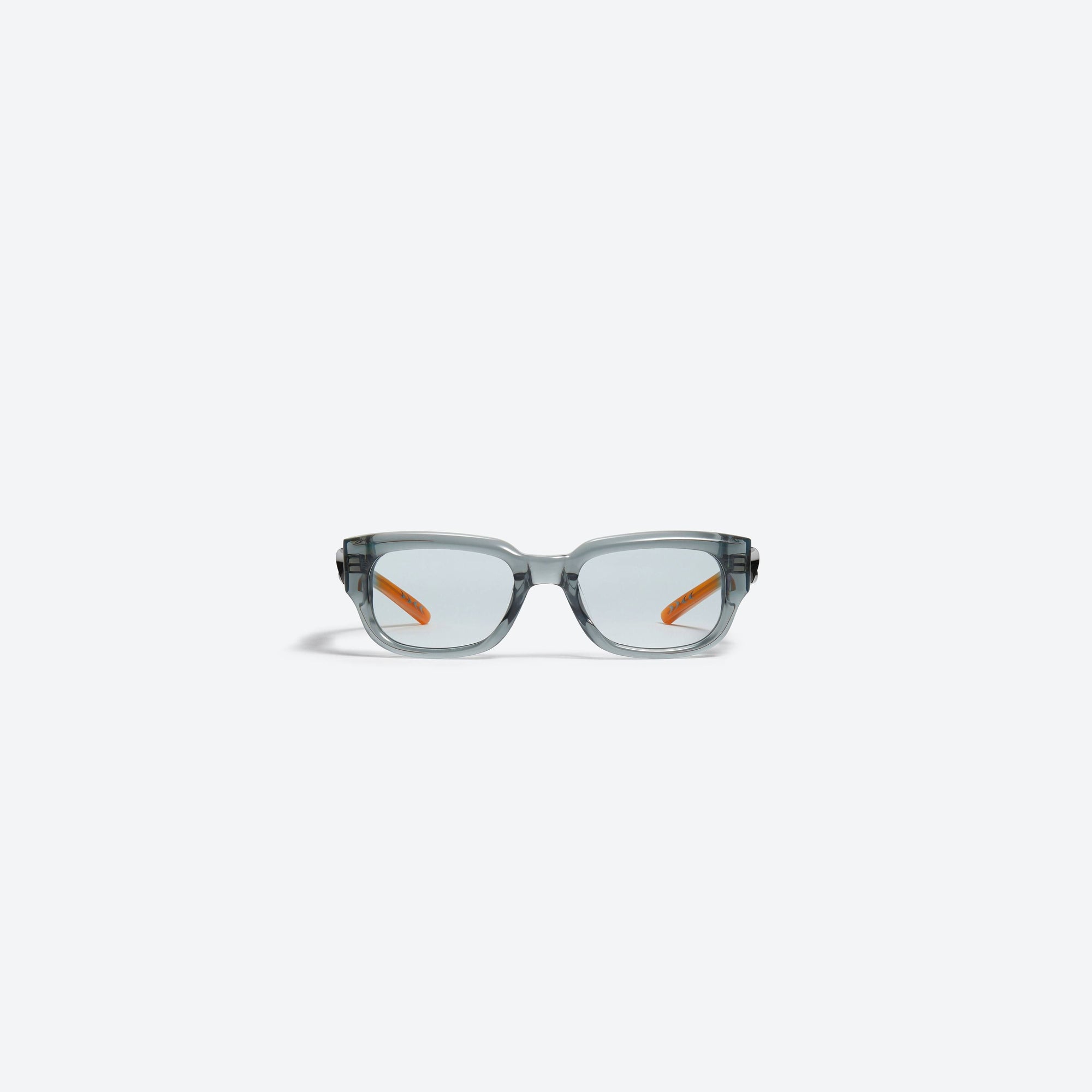 A front view of Gentle Monster Nine Part Piece GC5 Gray Acetate framed Square sunglasses.