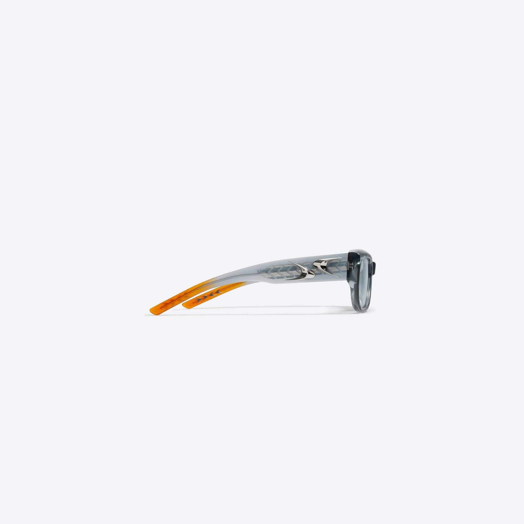 A detailed right view of Gentle Monster Nine Part Piece GC5 Gray Acetate framed Square sunglasses.