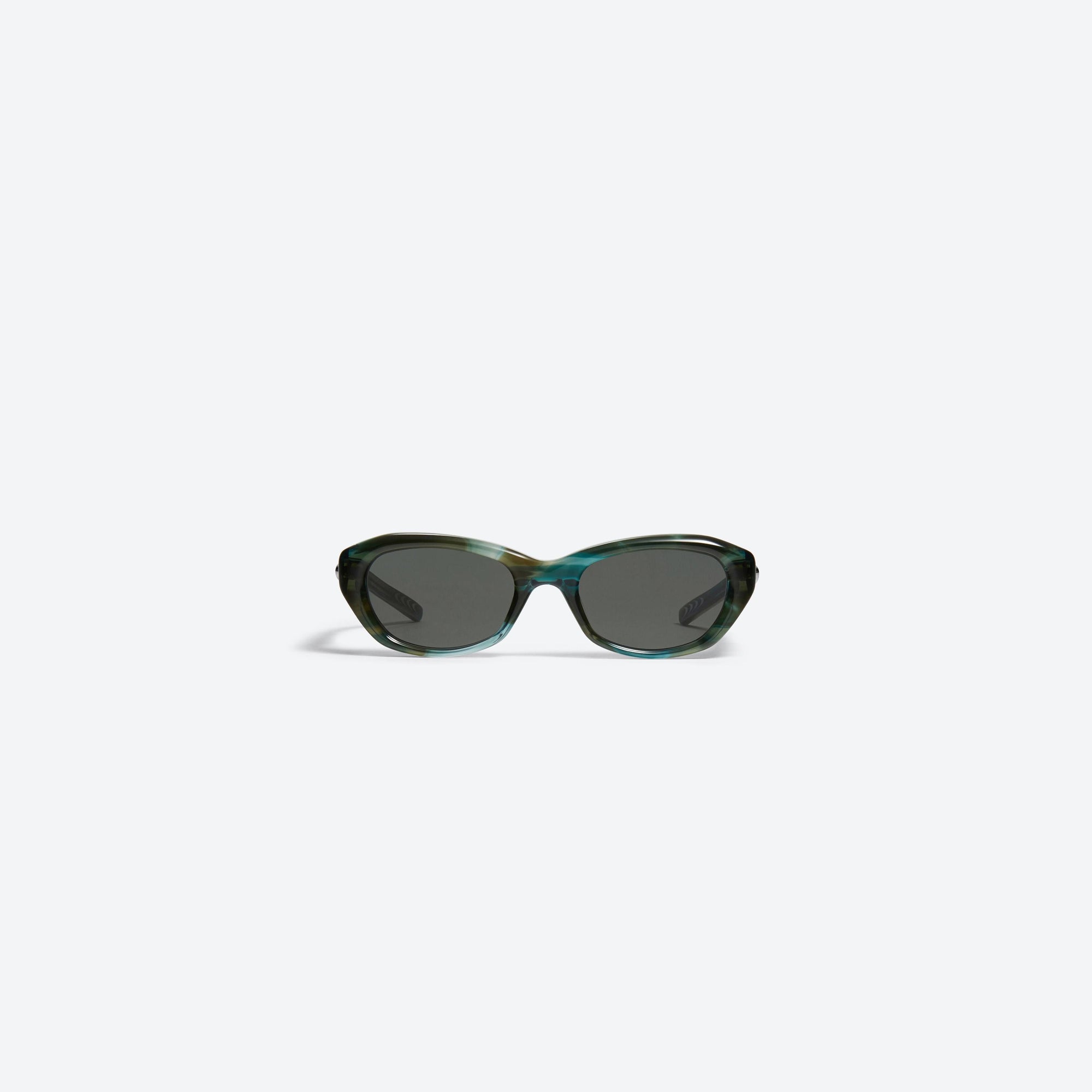 A front view of Gentle Monster Jules KDC1 Green Acetate framed Square sunglasses.