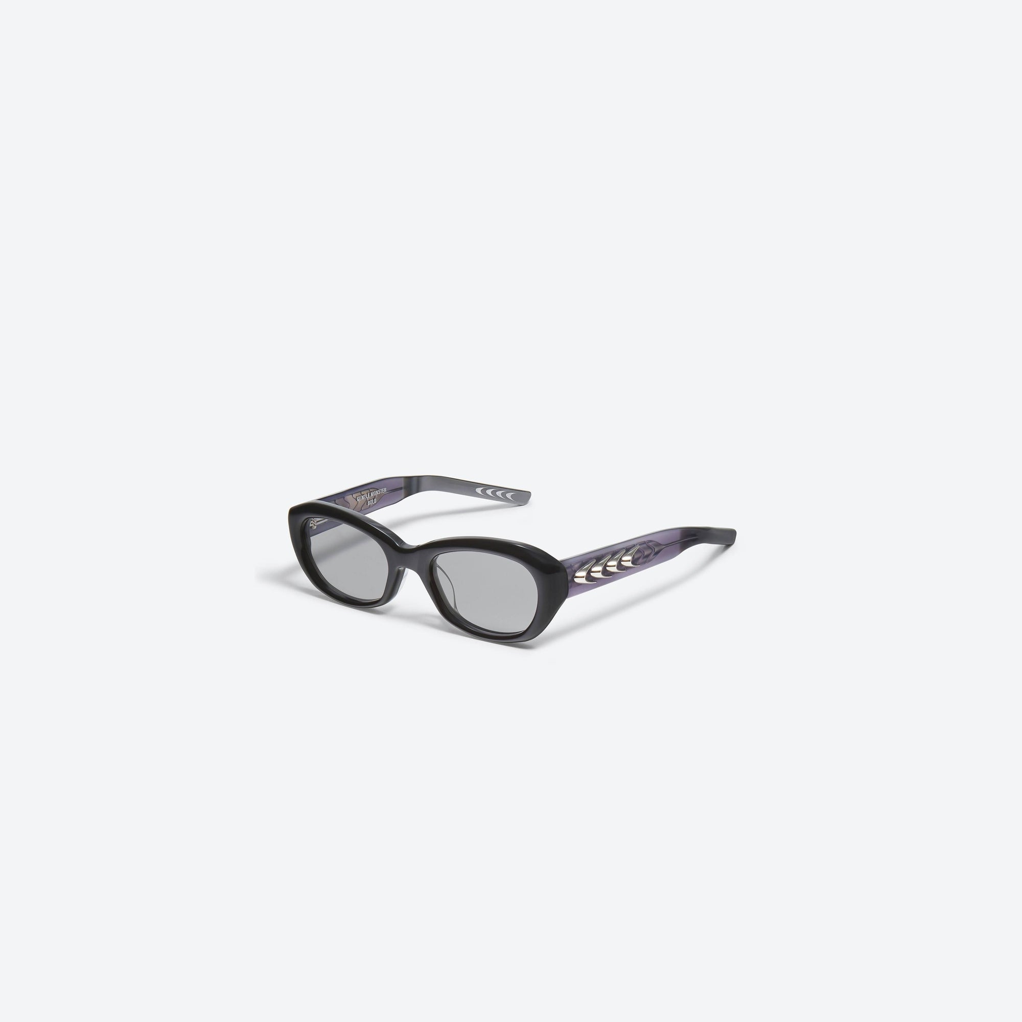 45-degree view of Gentle Monster Jules G11 Gray Acetate framed Square sunglasses.