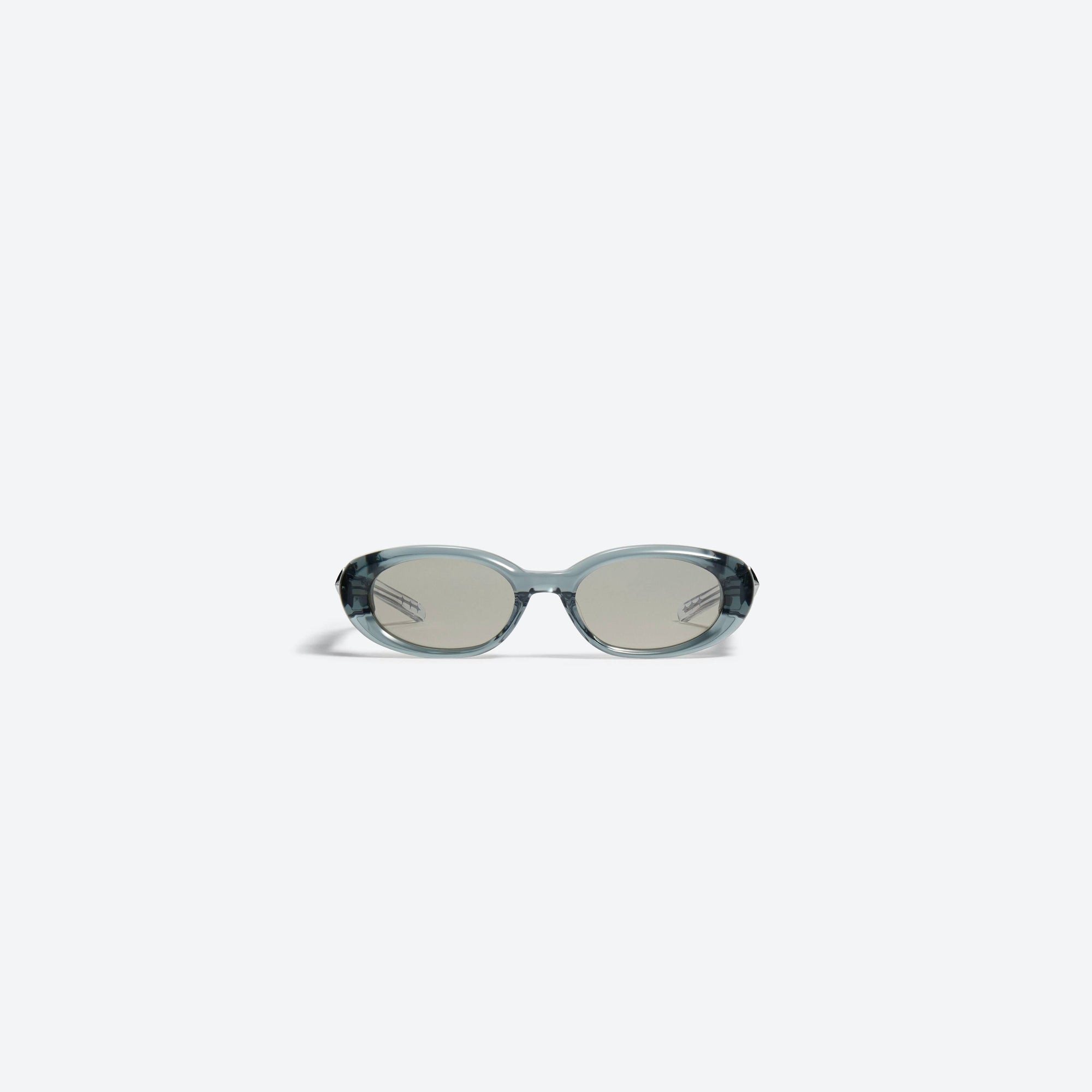A front view of Gentle Monster Orah GC5 Gray Acetate framed Oval sunglasses.