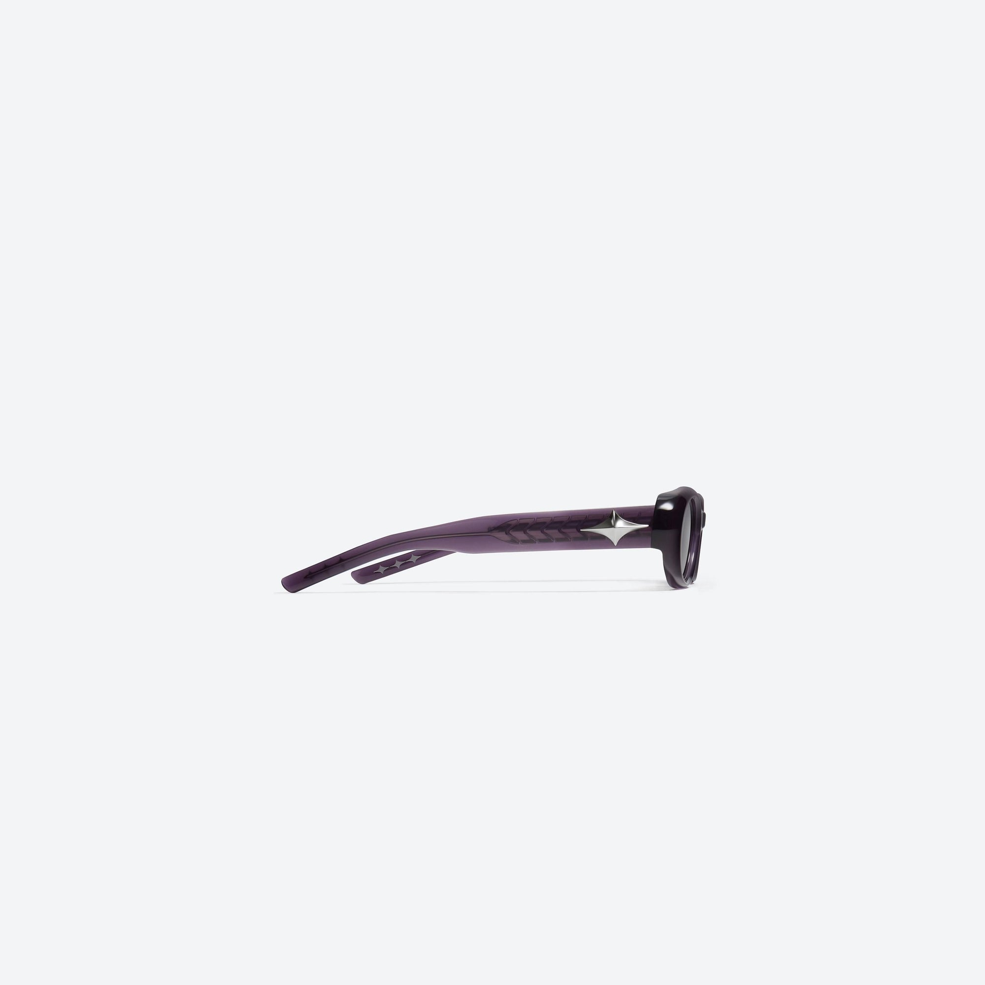A detailed right view of Gentle Monster Orah VC6 Purple Acetate framed Oval sunglasses.