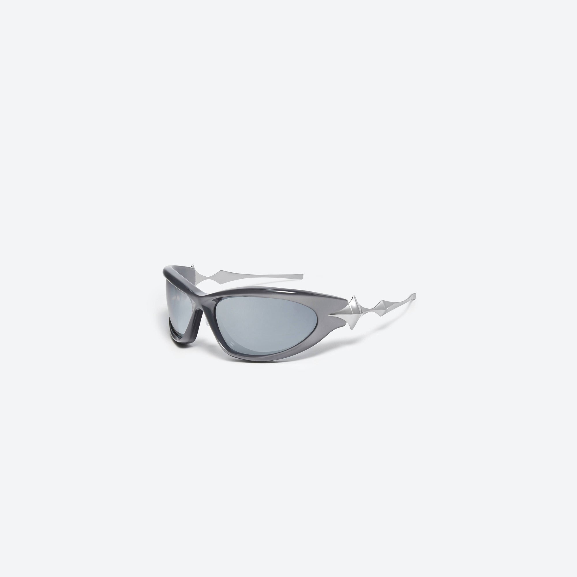 45-degree view of Gentle Monster Yyy G4 Gray Mixed framed Wraparound sunglasses.