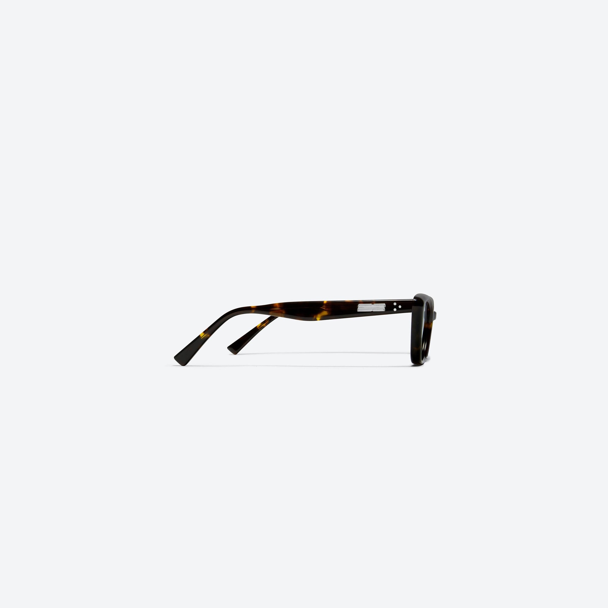 A detailed right view of Gentle Monster Terra Cotta T1 Tortoise Acetate framed Cat-eye sunglasses.
