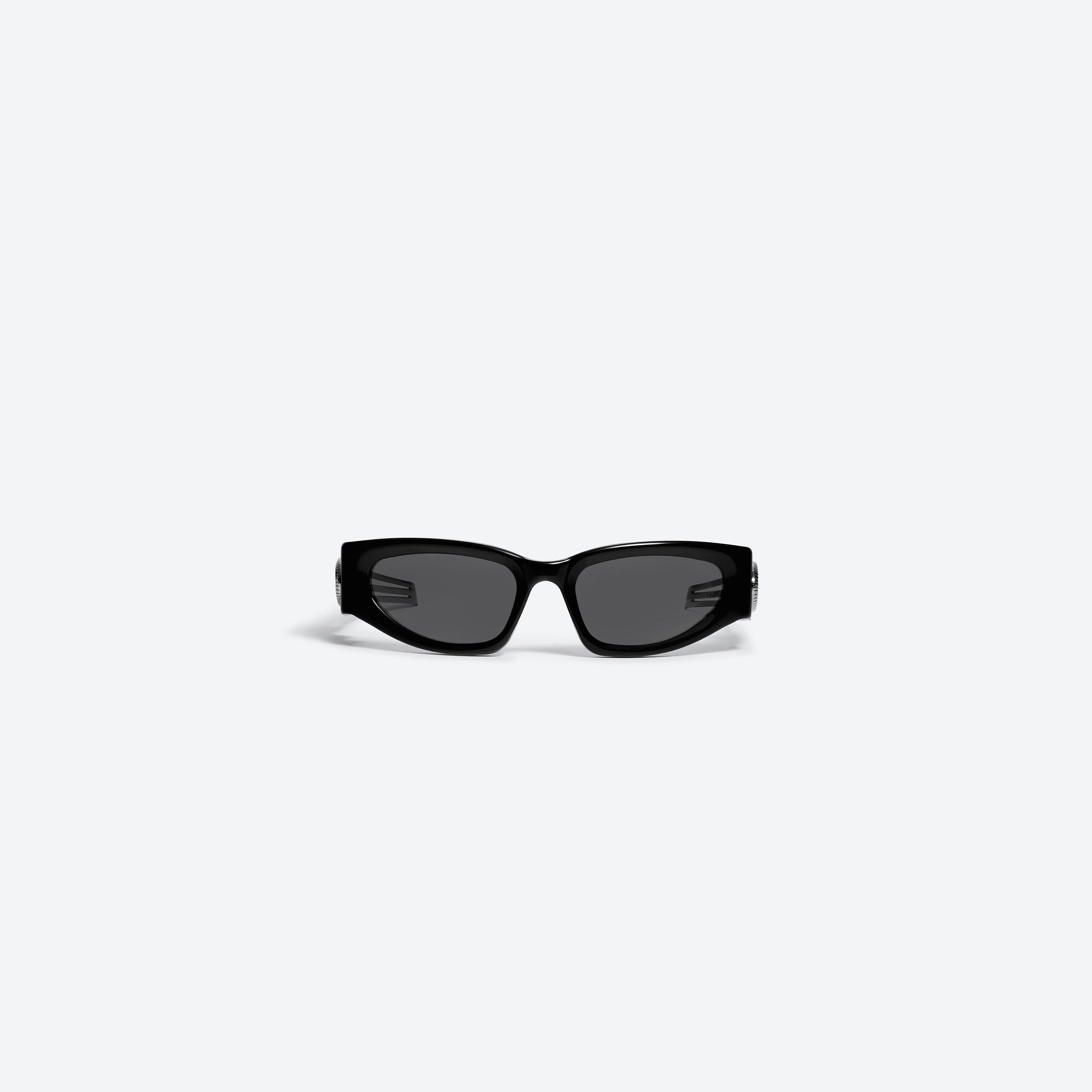 A front view of Gentle Monster KUN - 0001 01 Black Mixed framed Wraparound sunglasses.