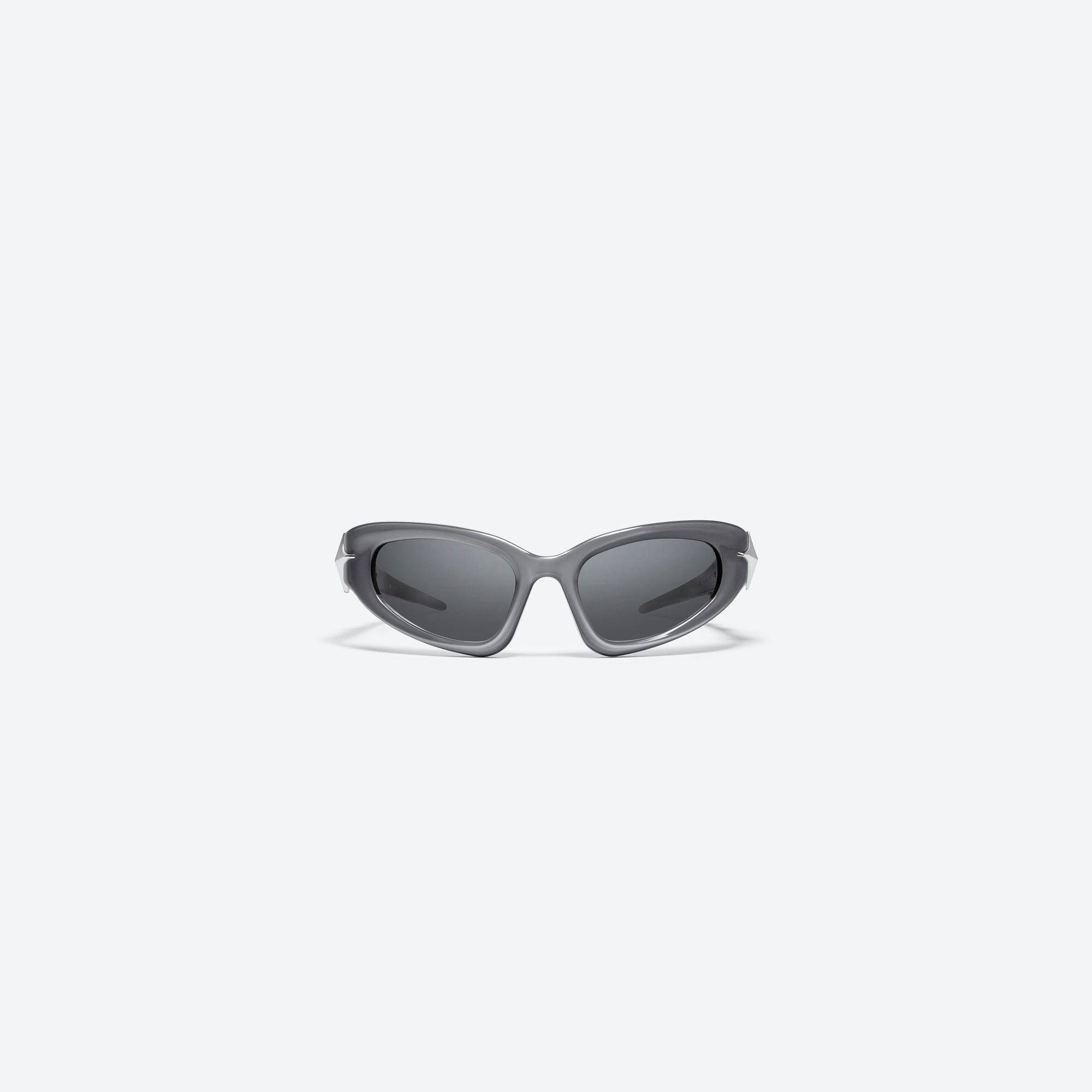A front view of Gentle Monster Paso G4(1M) Gray Acetate framed Wraparound sunglasses.