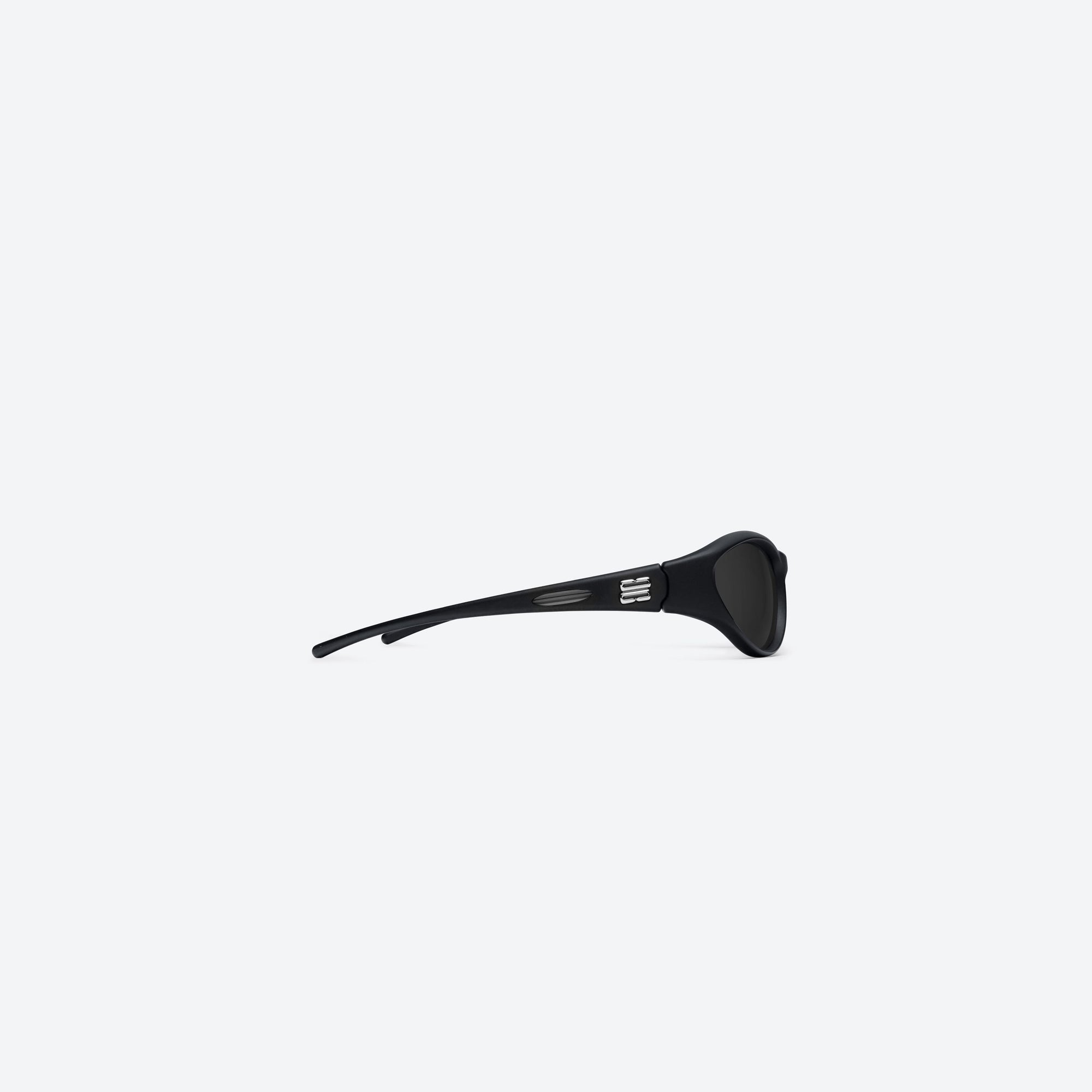 A detailed right view of Gentle Monster Sugar Buff 01 Black Nylon framed Wraparound sunglasses.