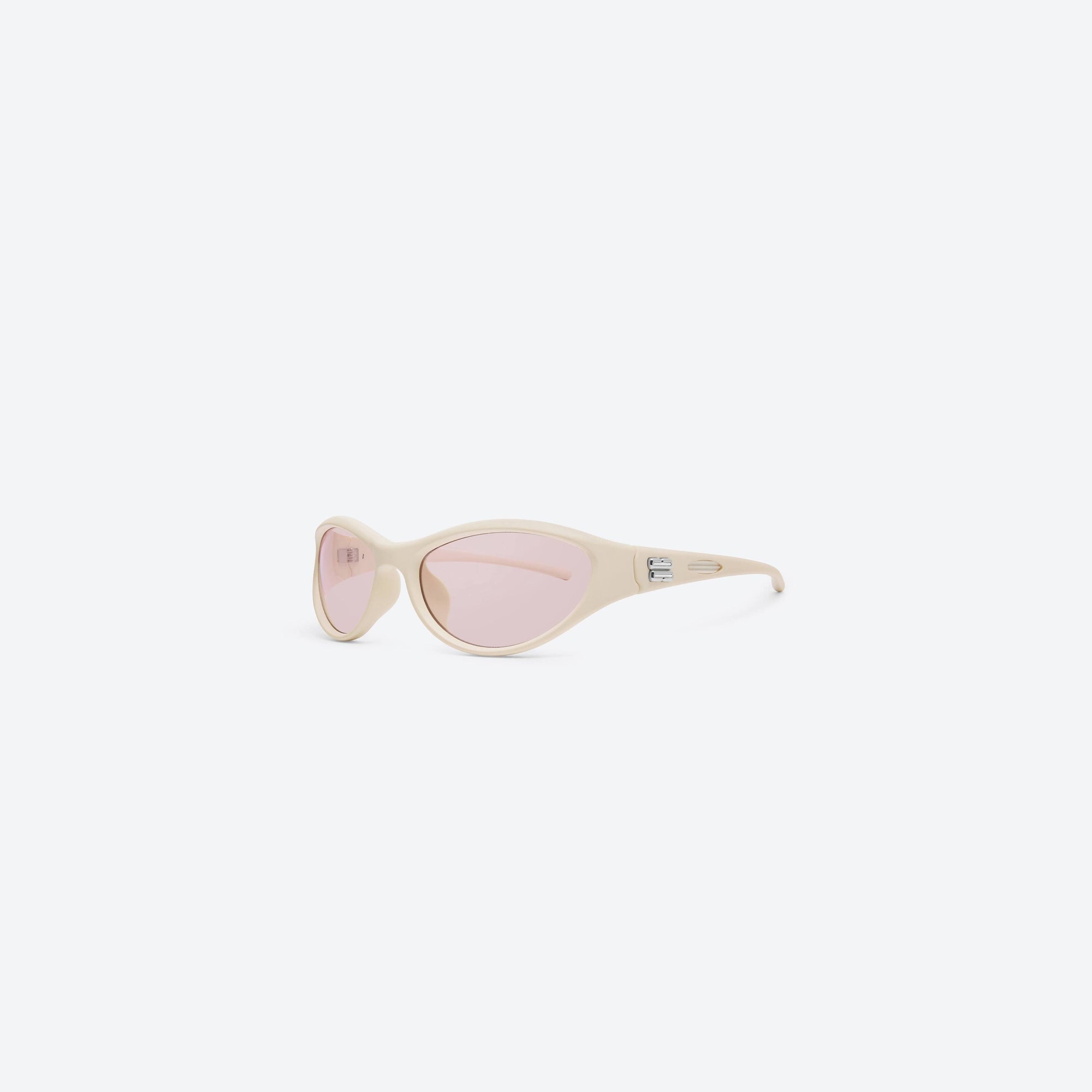 45-degree view of Gentle Monster Sugar Buff IV2 Ivory Nylon framed Wraparound sunglasses.