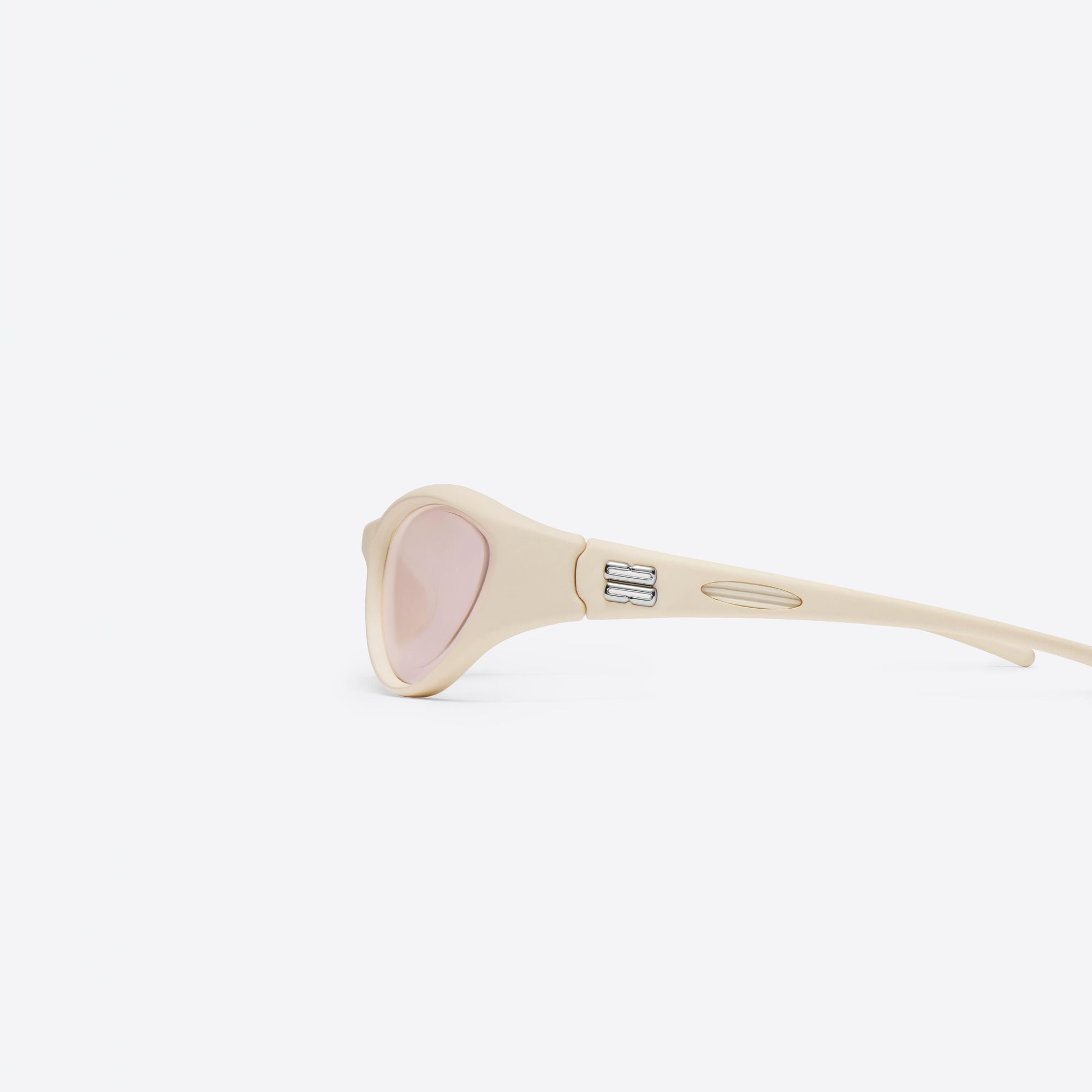 A detailed left view of Gentle Monster Sugar Buff IV2 Ivory Nylon framed Wraparound sunglasses.
