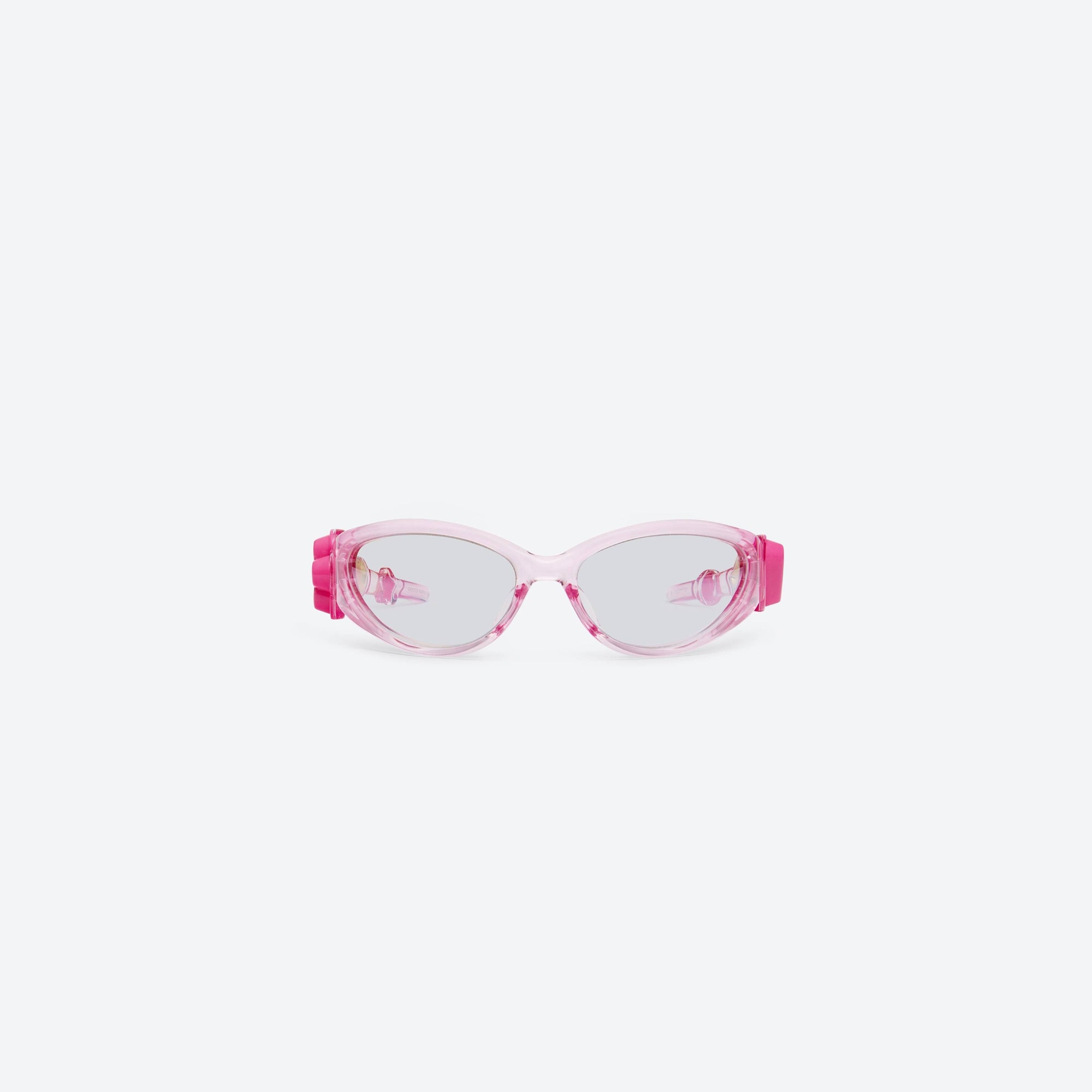 A front view of Gentle Monster Gummy PC12 Pink Nylon framed Wraparound sunglasses.