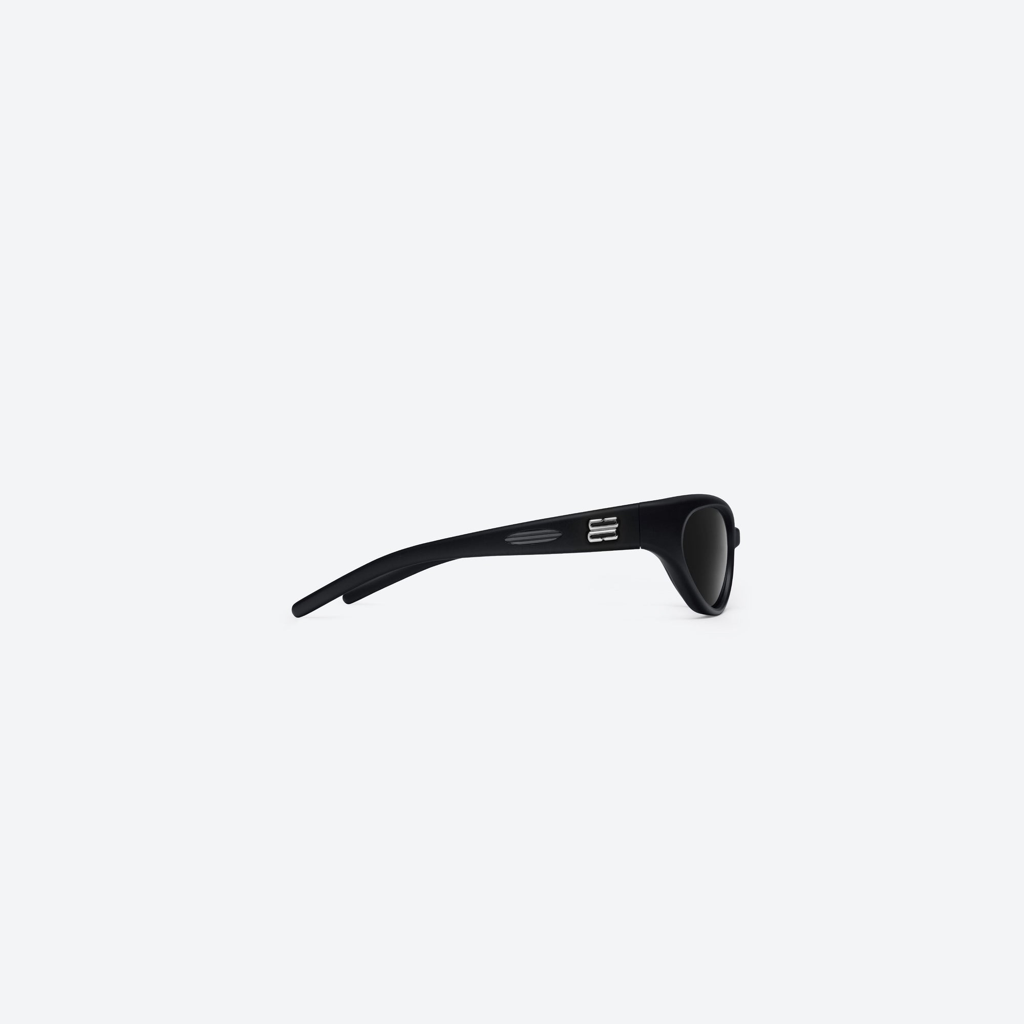 A detailed right view of Gentle Monster Juicy 01 Black Nylon framed Wraparound sunglasses.