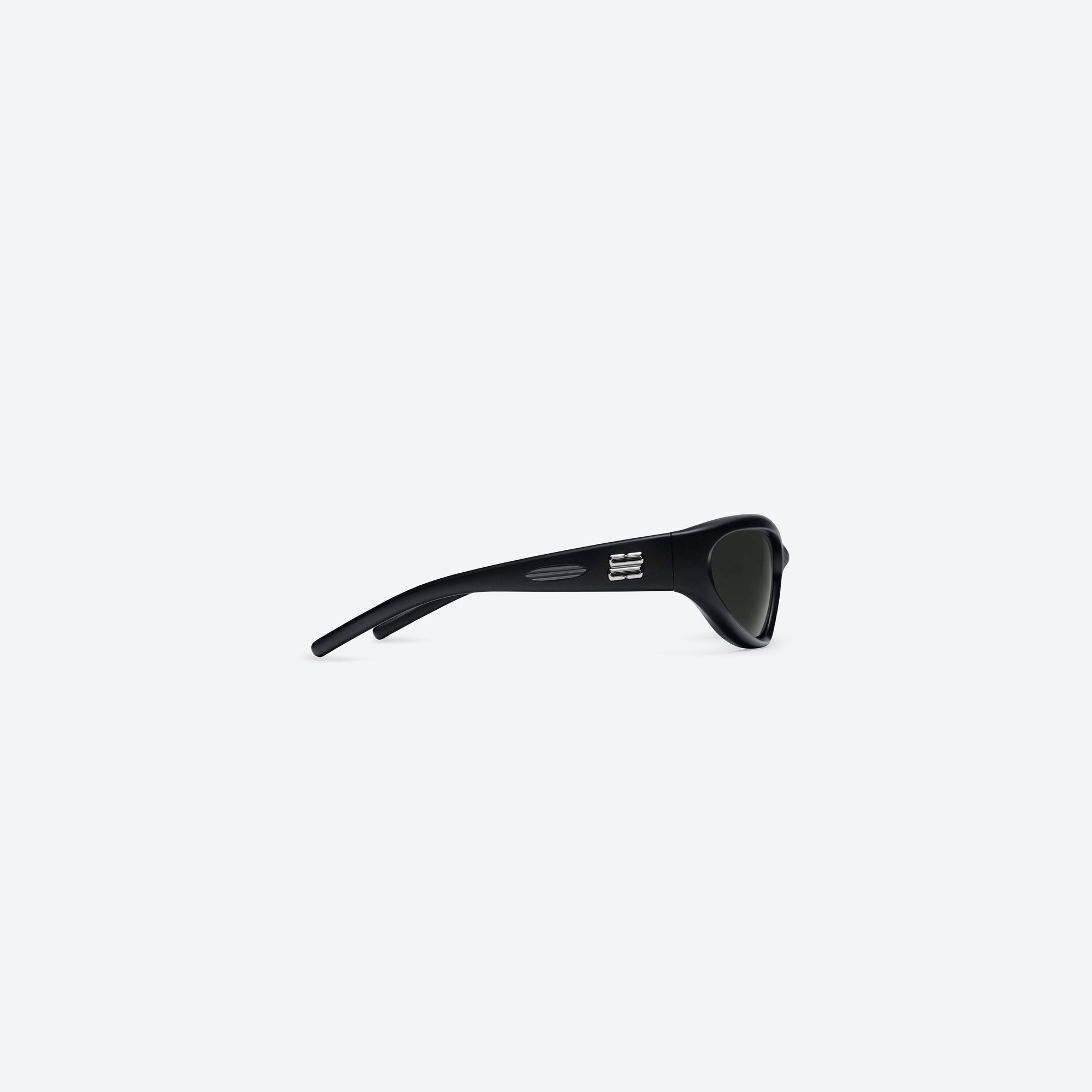 A detailed right view of Gentle Monster Panna Cotta 01 Black Nylon framed Wraparound sunglasses.