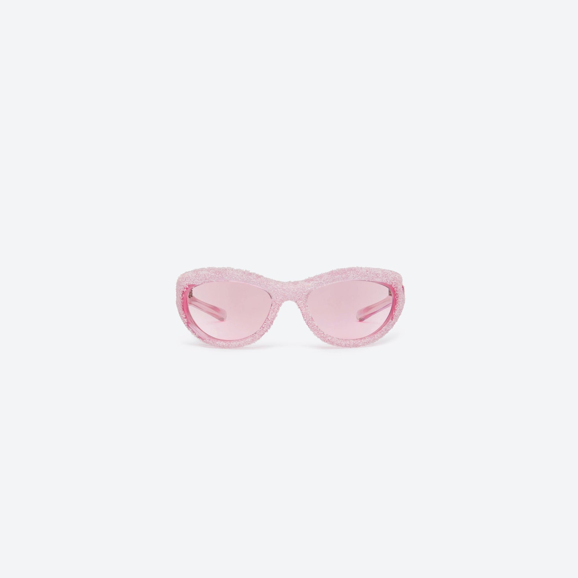 A front view of Gentle Monster Yummy PC11 Pink Nylon framed Wraparound sunglasses.