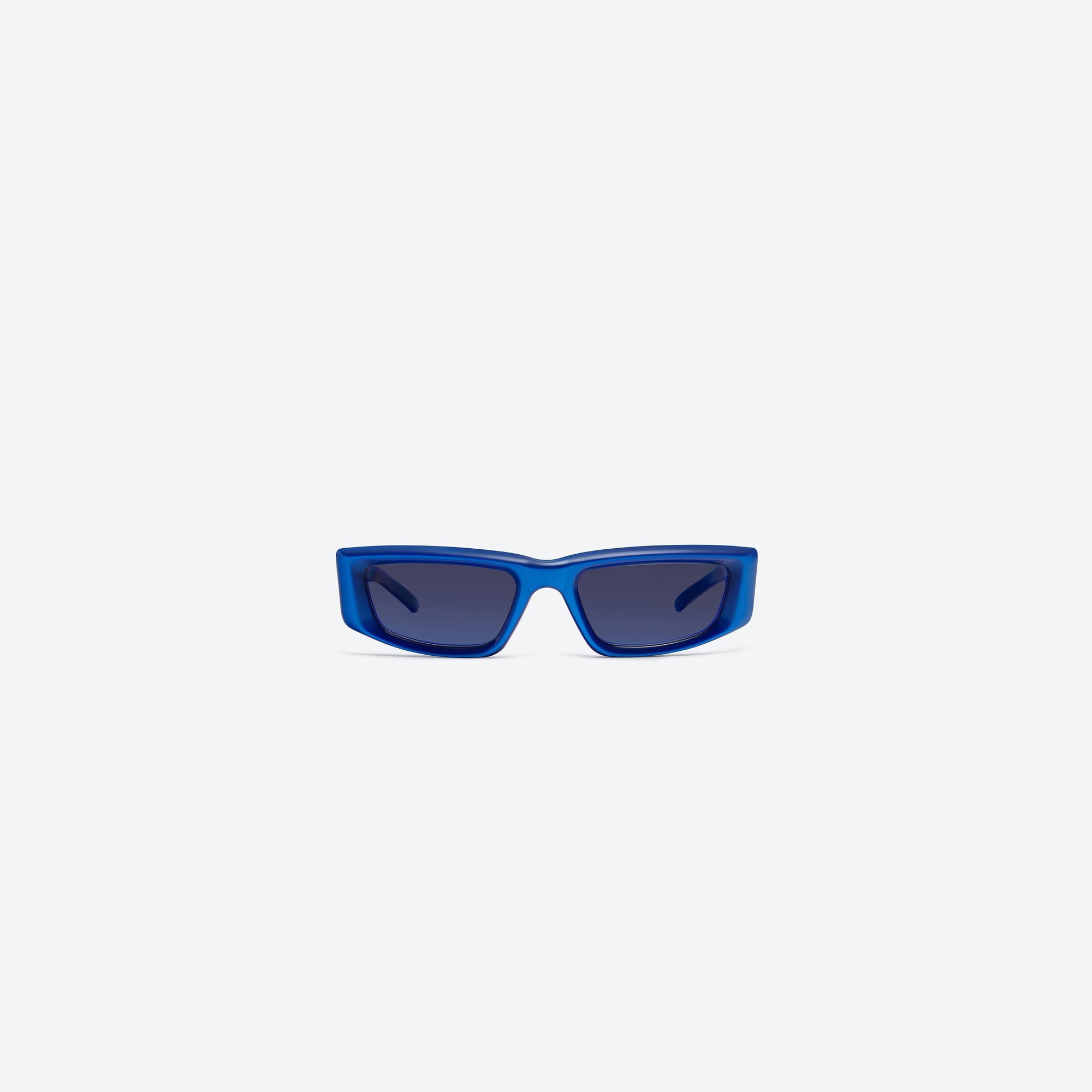 A front view of Gentle Monster Silver Clouds BL3 Blue Acetate framed Square sunglasses.