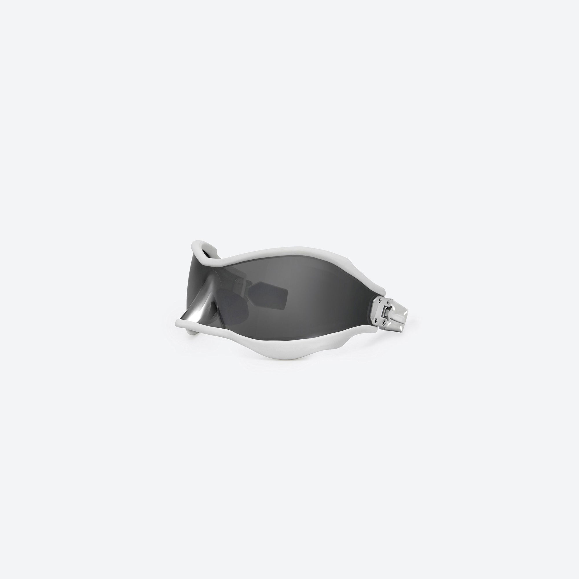 45-degree view of Gentle Monster Maison Margiela - MM101 02 Silver Mixed framed Wraparound sunglasses.