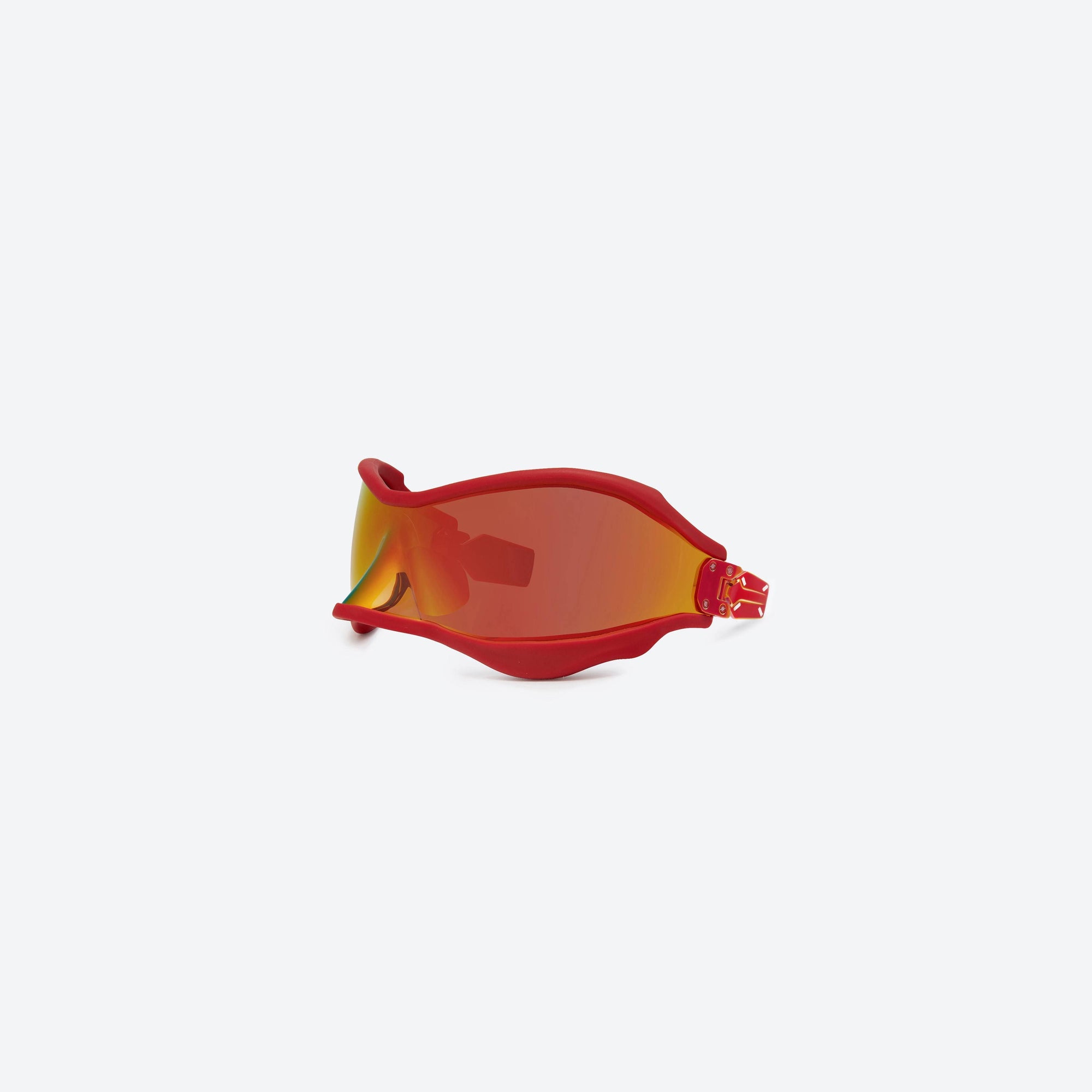 45-degree view of Gentle Monster Maison Margiela - MM101 R5 Red Mixed framed Wraparound sunglasses.