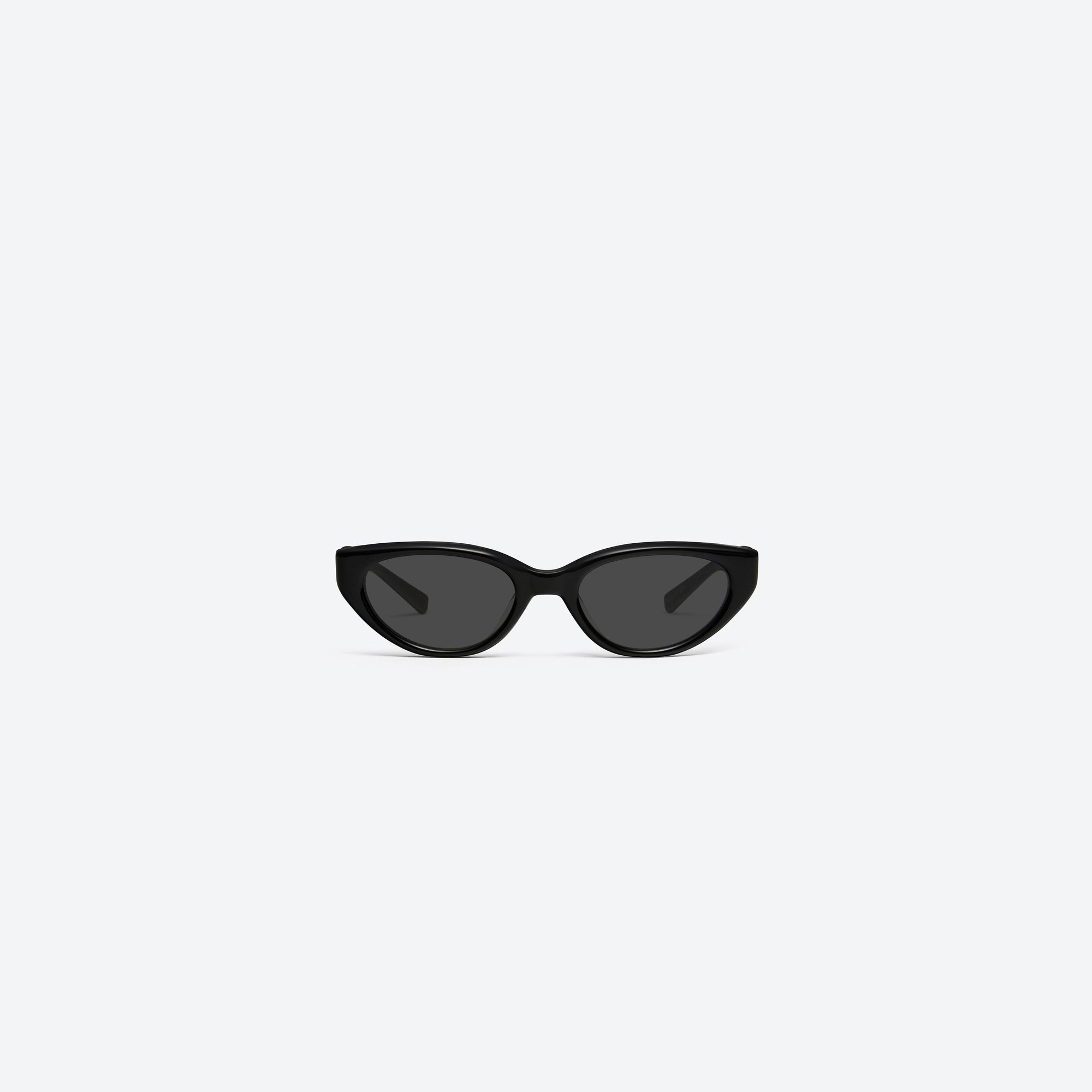 A front view of Gentle Monster Maison Margiela - MM108 01 Black Acetate framed Cat-eye sunglasses.