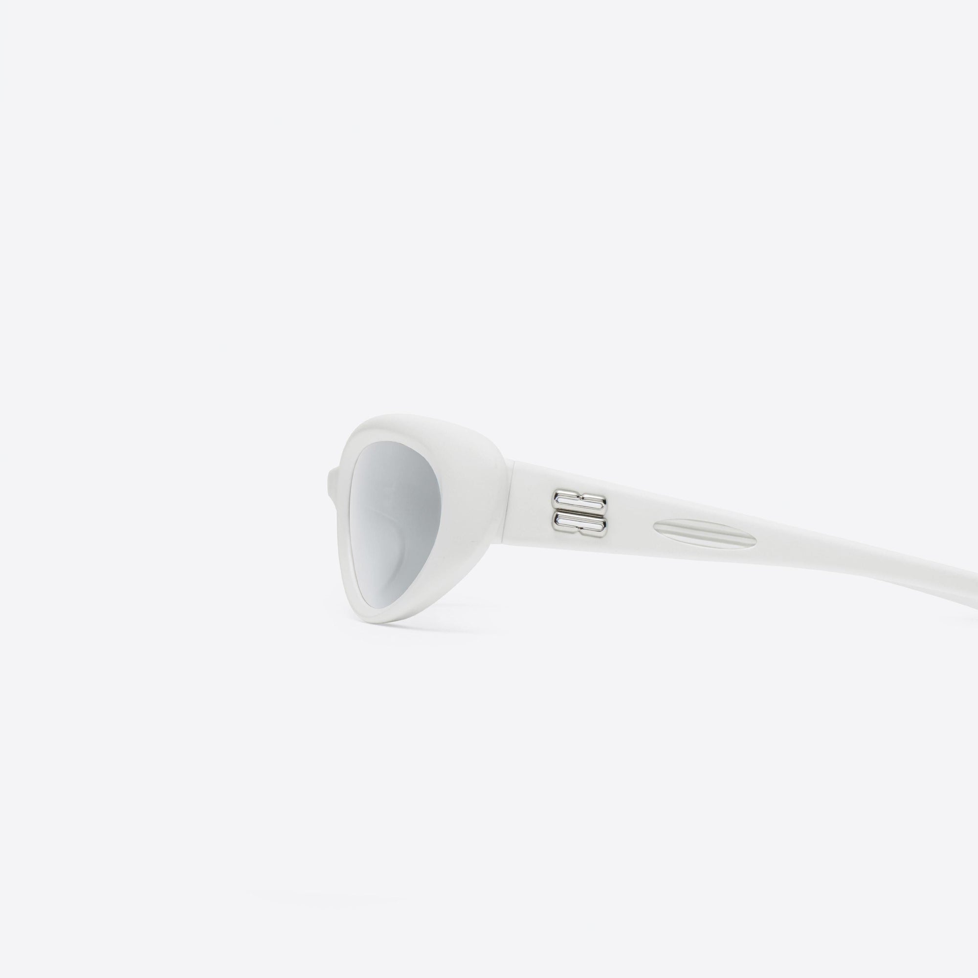 A detailed left view of Gentle Monster Gelati W3 White Nylon framed Wraparound sunglasses.