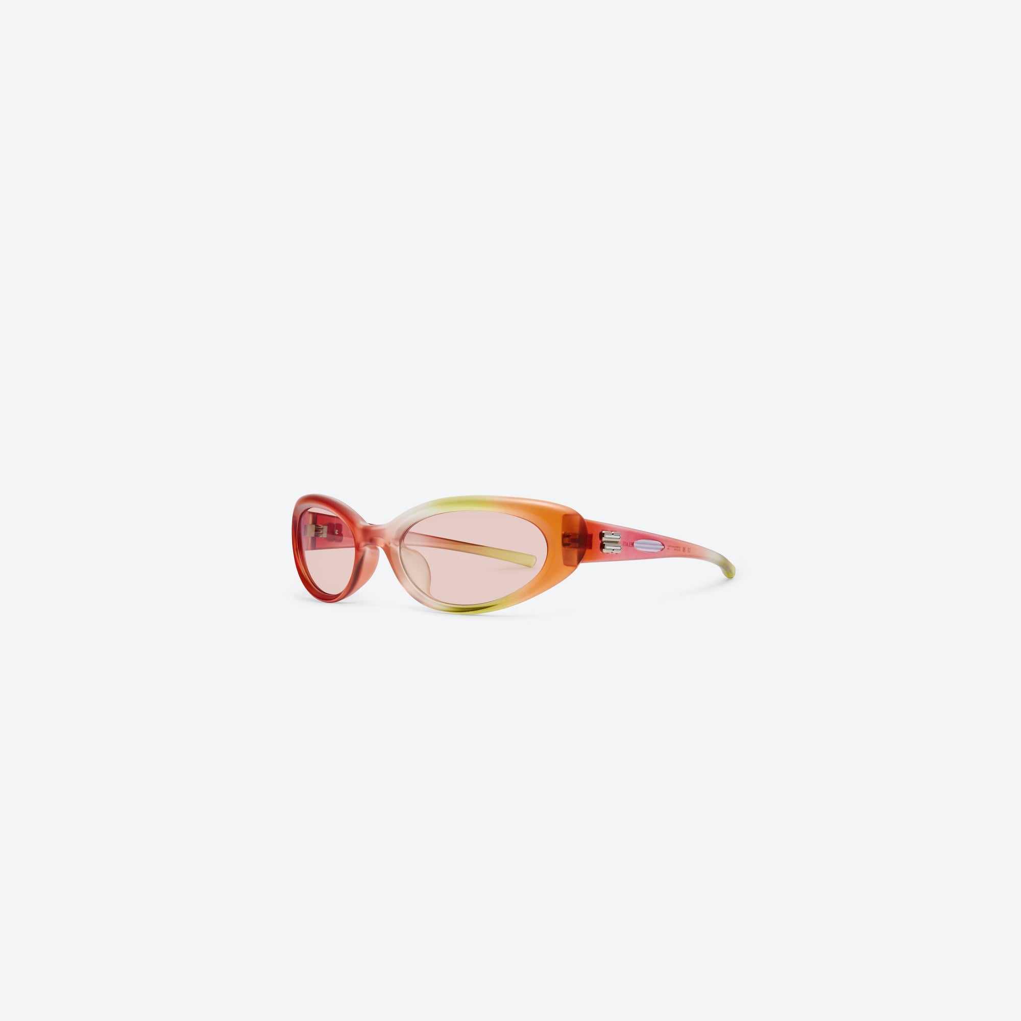 45-degree view of Gentle Monster Gelati MG4 Multicolored Nylon framed Wraparound sunglasses.