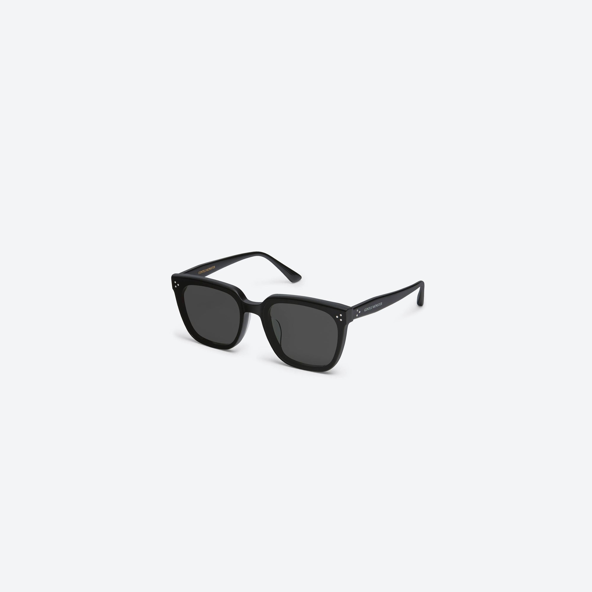 45-degree view of Gentle Monster Alan 01 Black Acetate framed Square sunglasses.