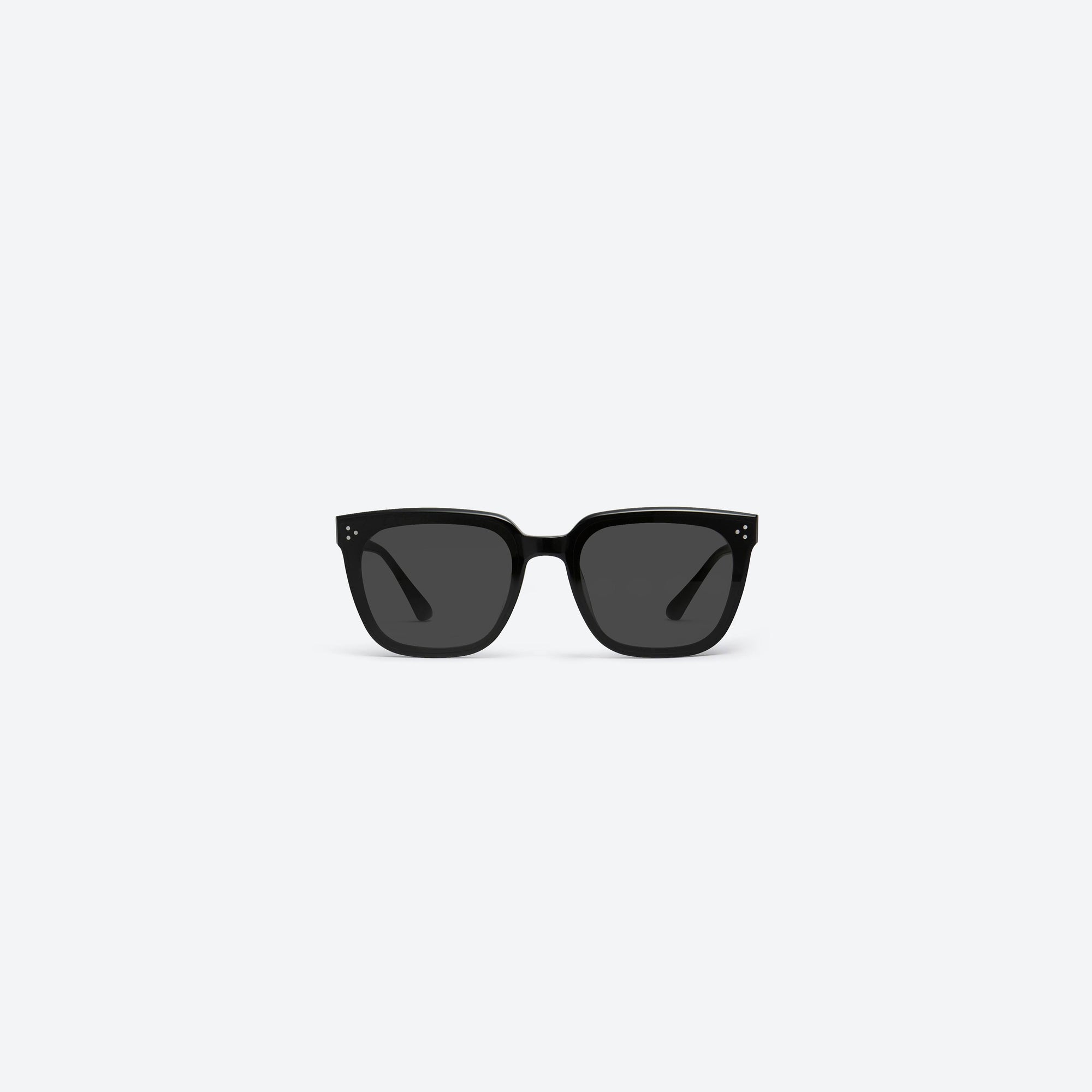 A front view of Gentle Monster Alan 01 Black Acetate framed Square sunglasses.