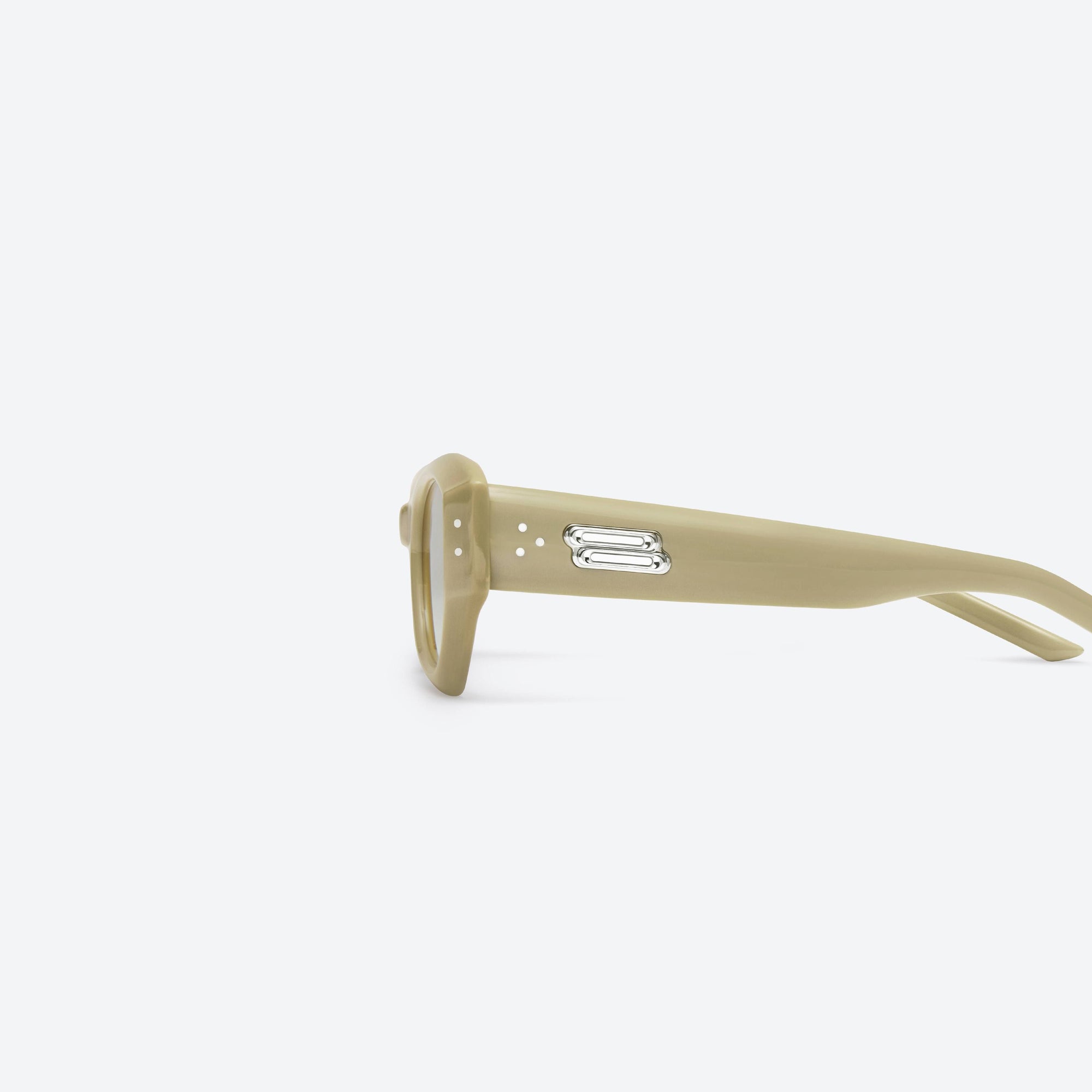 A detailed left view of Gentle Monster Benven Y10 Yellow Acetate framed Cat-eye sunglasses.