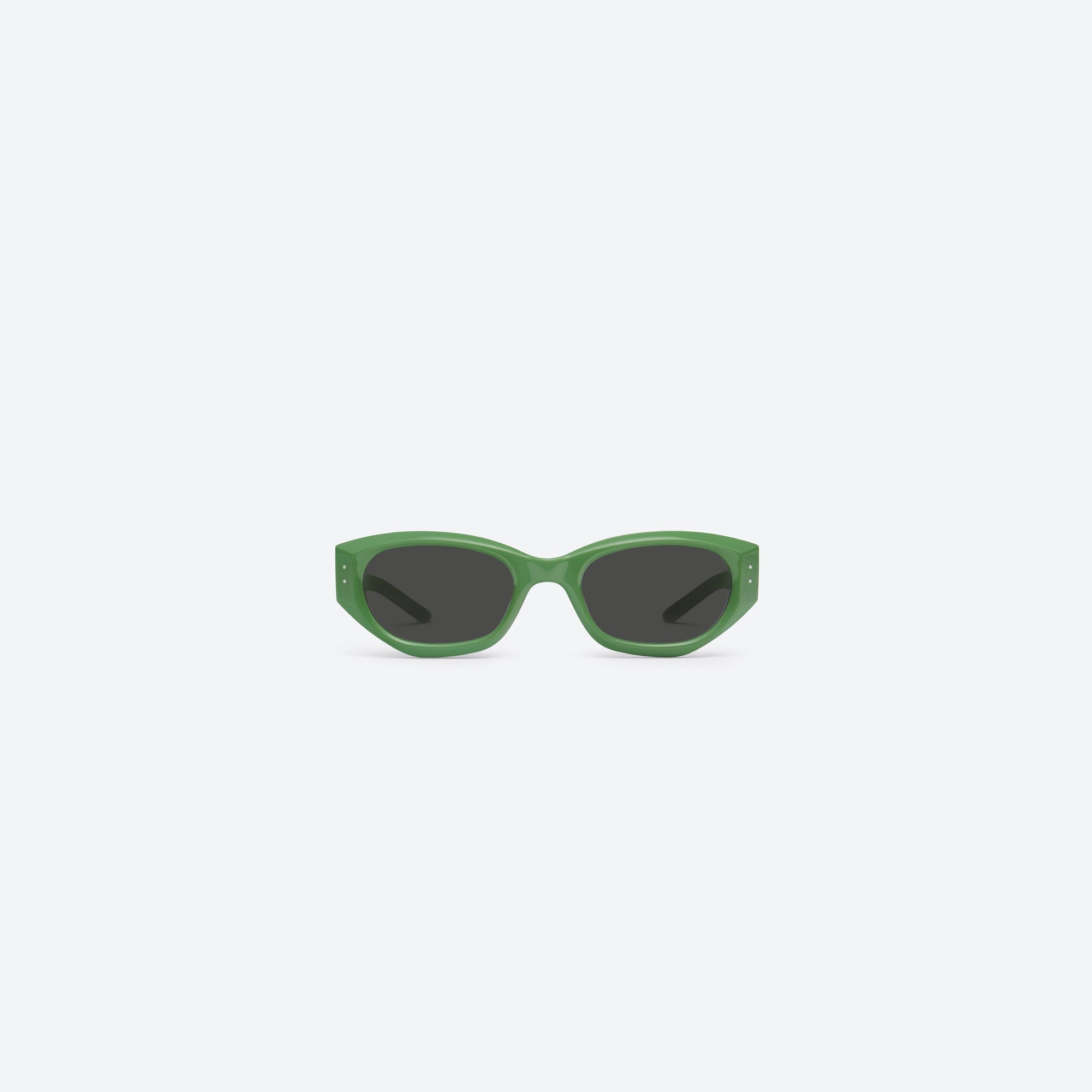 A front view of Gentle Monster Benven GR7 Green Acetate framed Cat-eye sunglasses.
