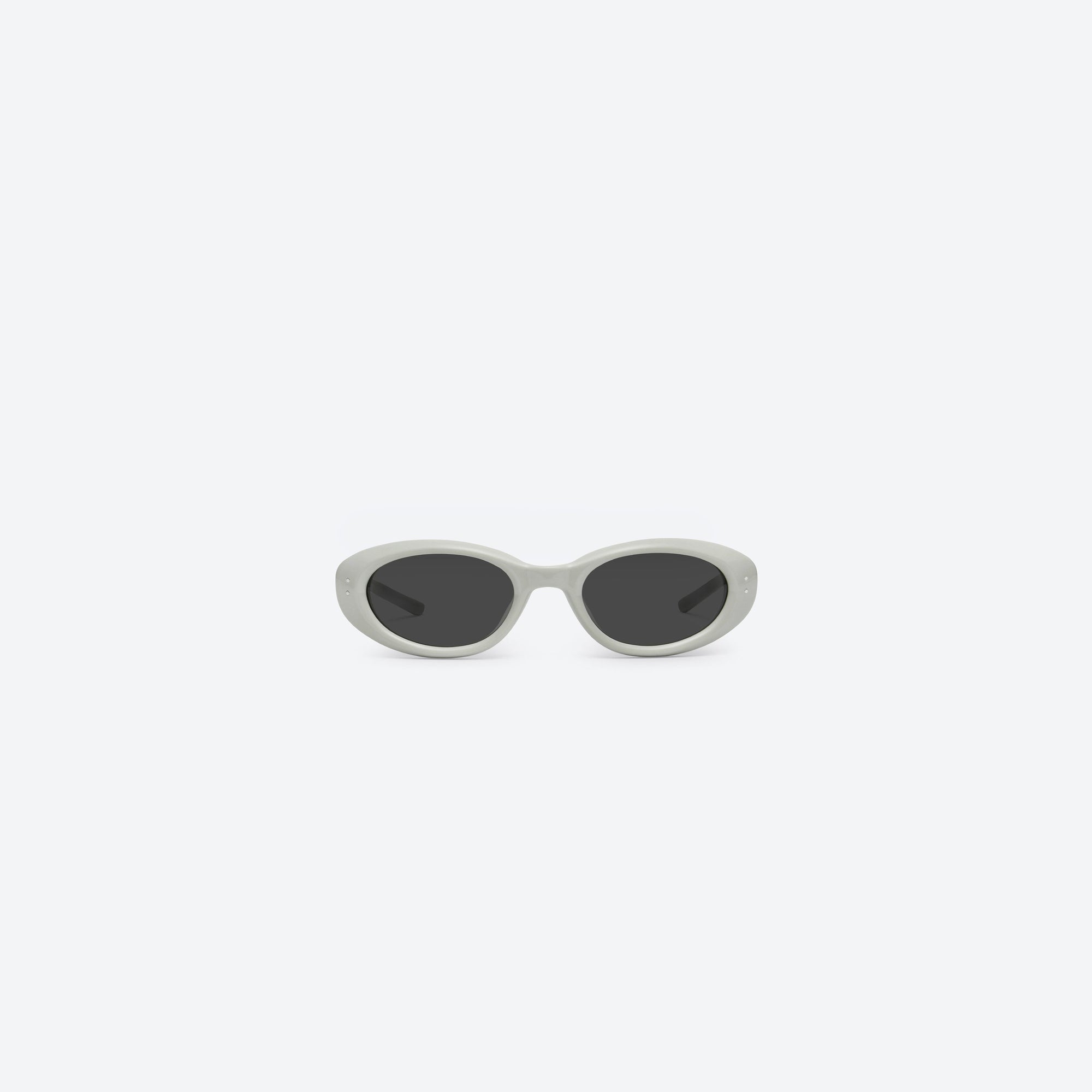 A front view of Gentle Monster Blanc G12 Gray Acetate framed Oval sunglasses.