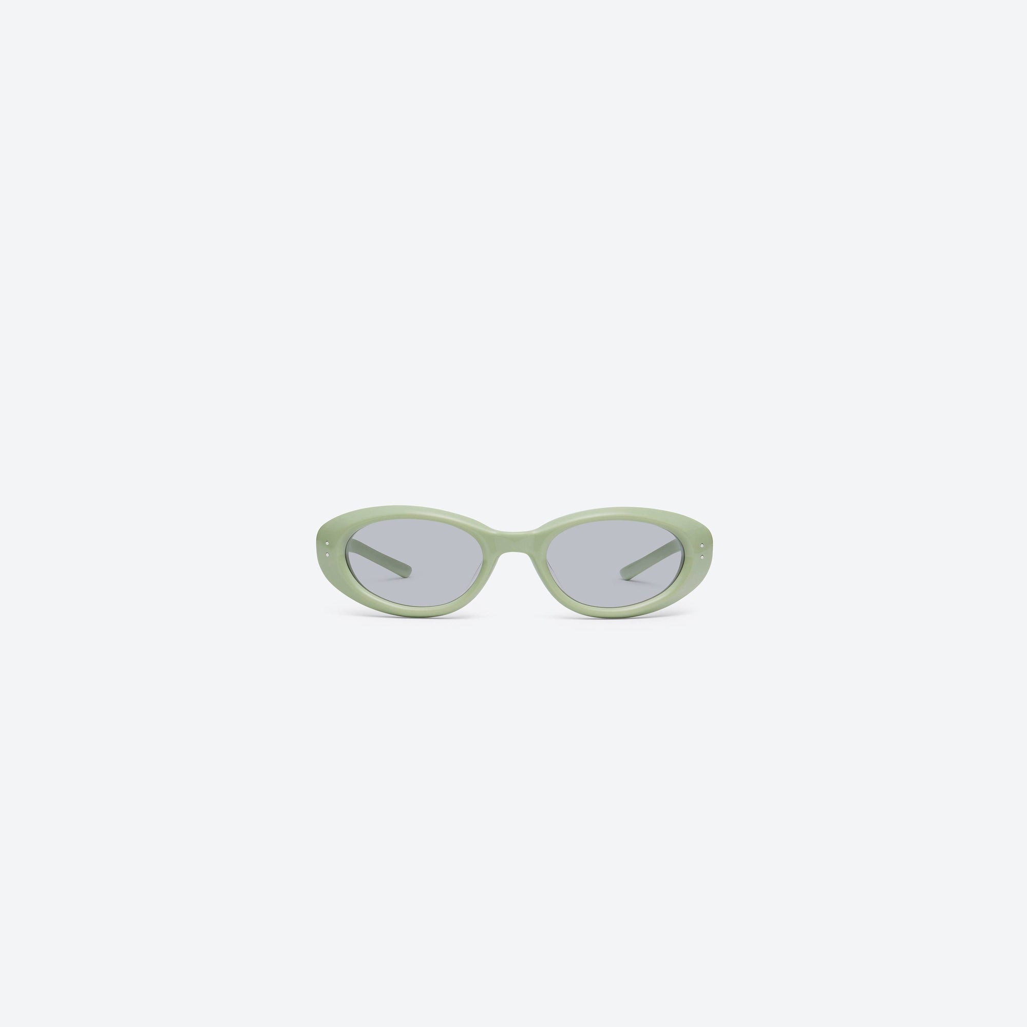 A front view of Gentle Monster Blanc GR8 Green Acetate framed Oval sunglasses.