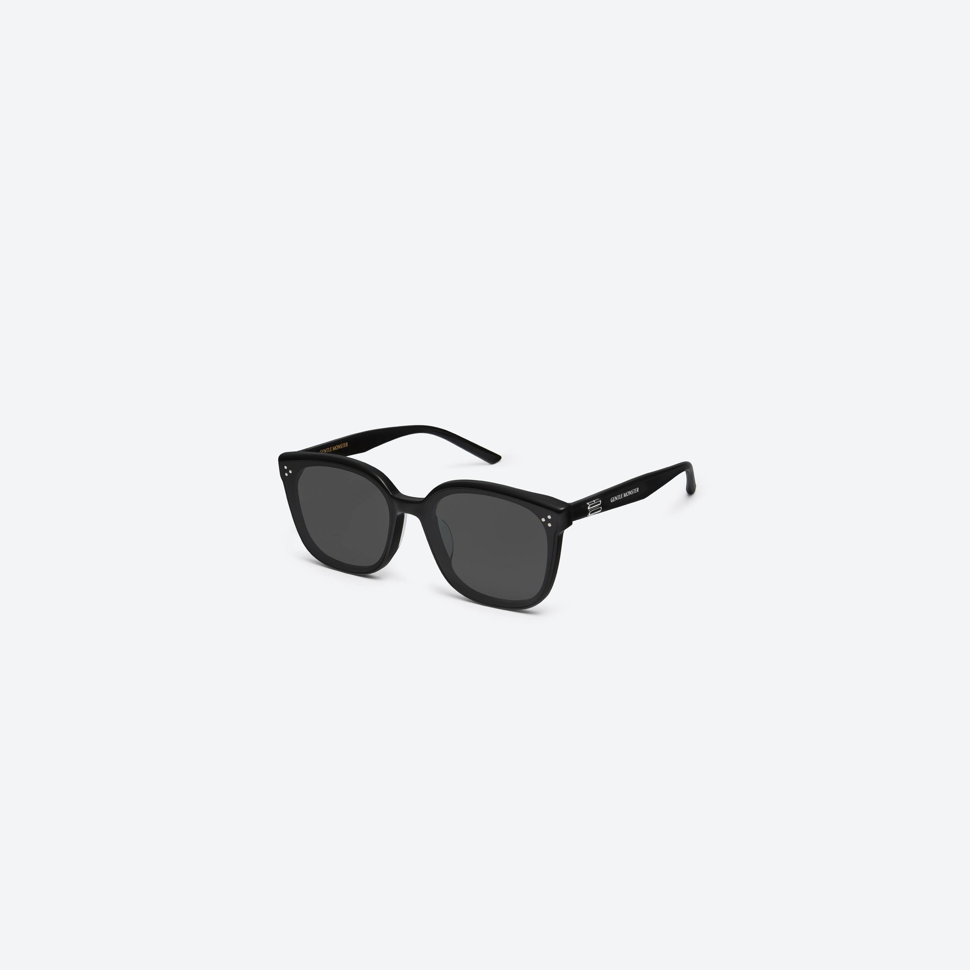 45-degree view of Gentle Monster By 01 Black Acetate framed Square sunglasses.
