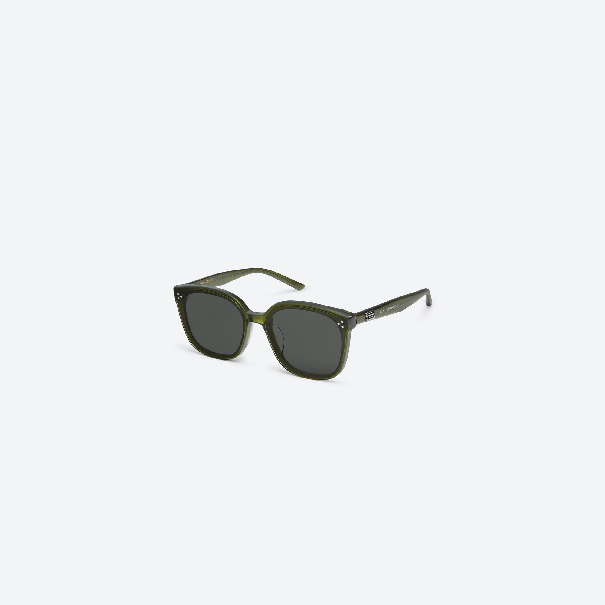 45-degree view of Gentle Monster By KC2 Green Acetate framed Square sunglasses.