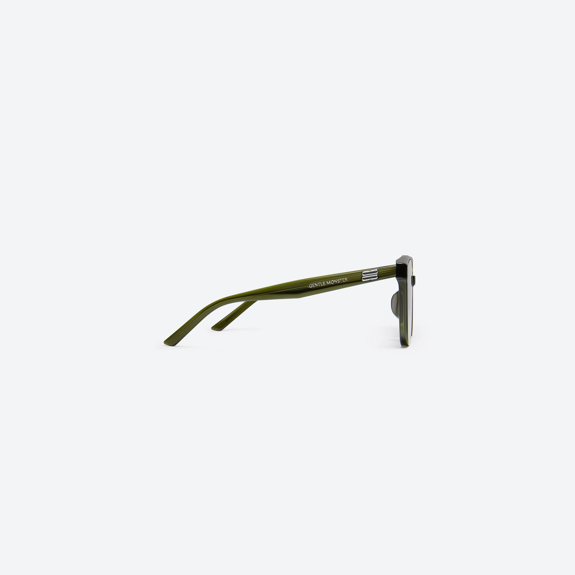 A detailed right view of Gentle Monster By KC2 Green Acetate framed Square sunglasses.