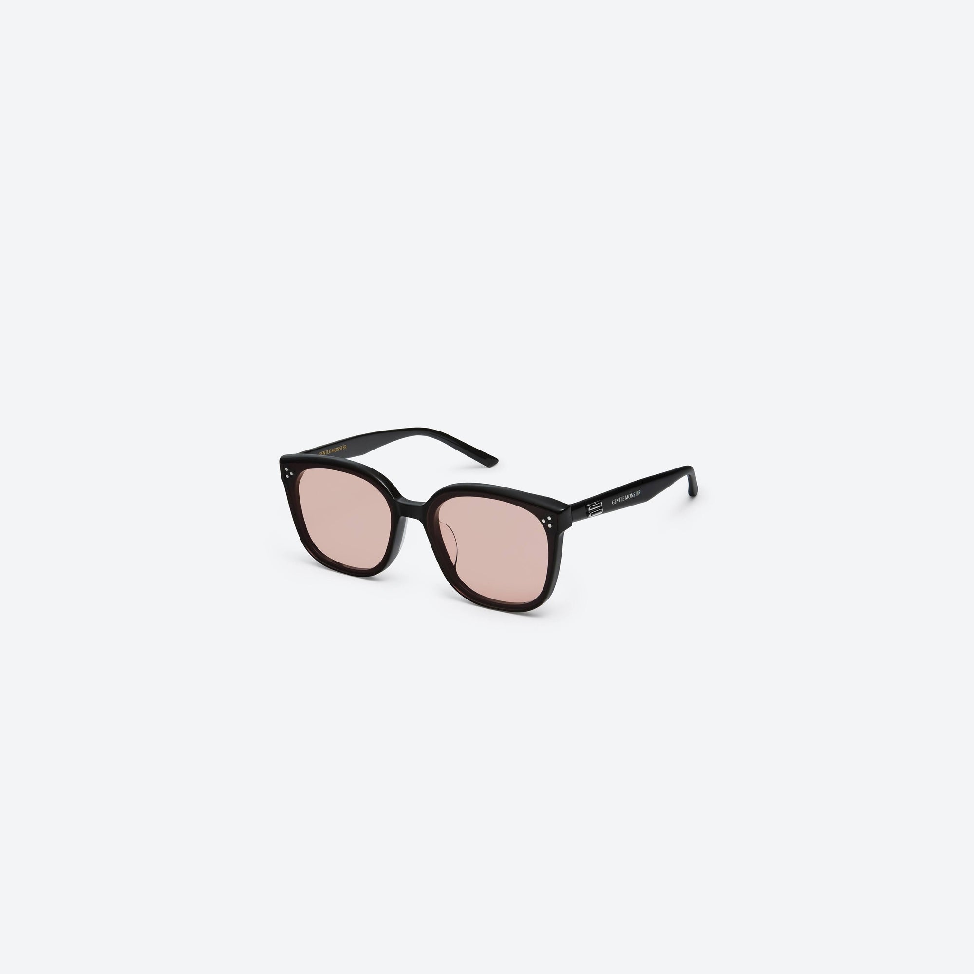45-degree view of Gentle Monster By 01(OR) Black Acetate framed Square sunglasses.