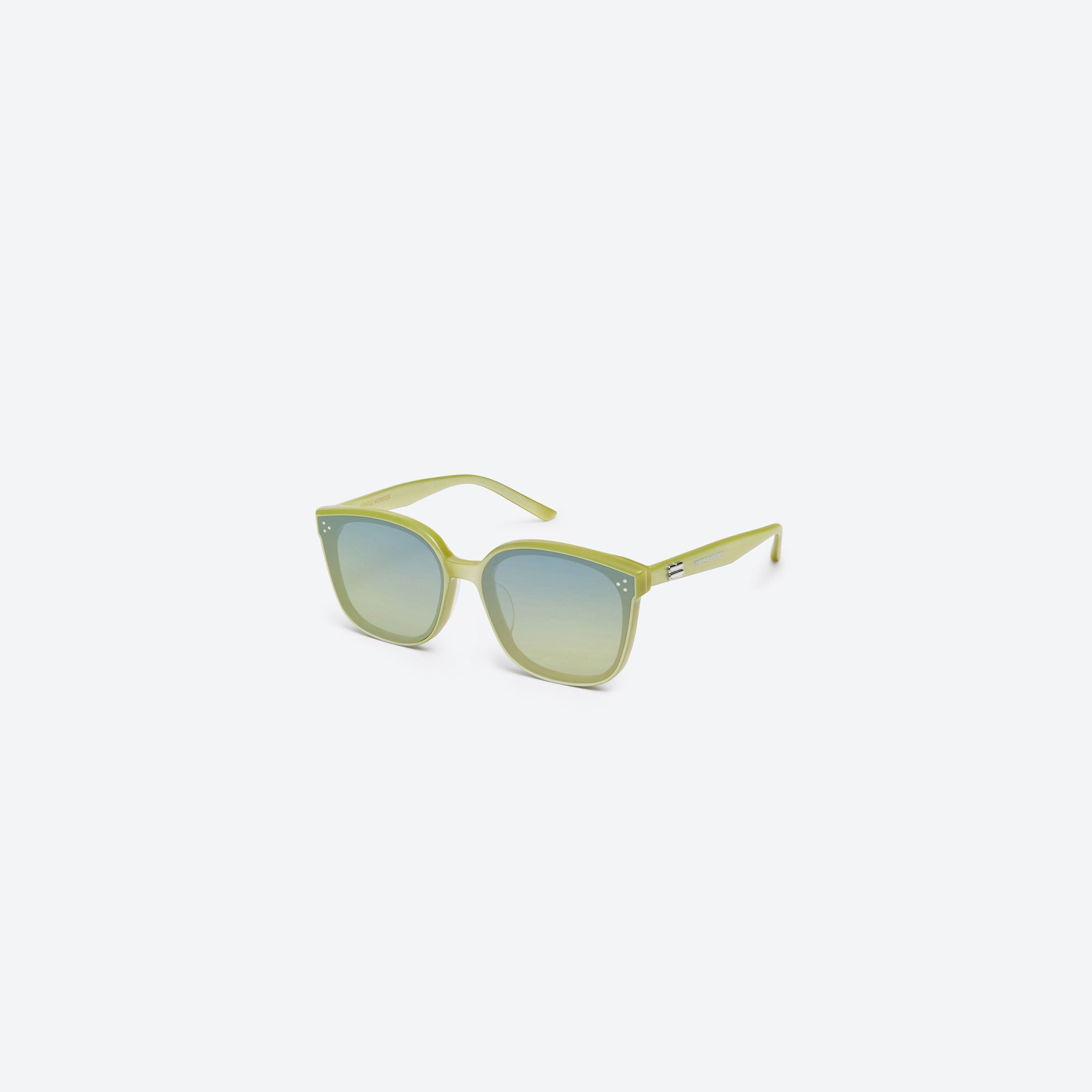 45-degree view of Gentle Monster By Y9 Yellow Acetate framed Square sunglasses.