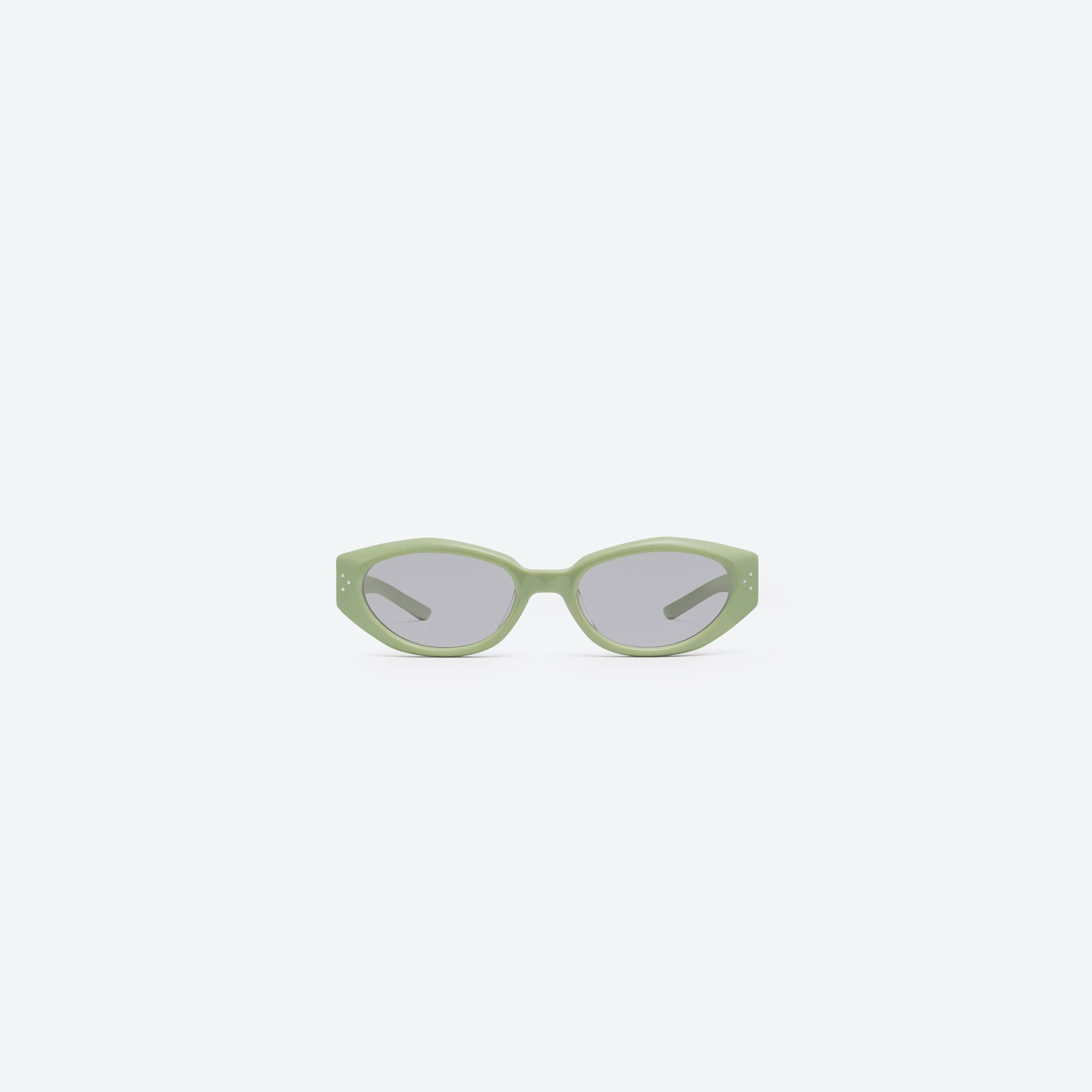 A front view of Gentle Monster Dada GR8 Green Acetate framed Oval sunglasses.