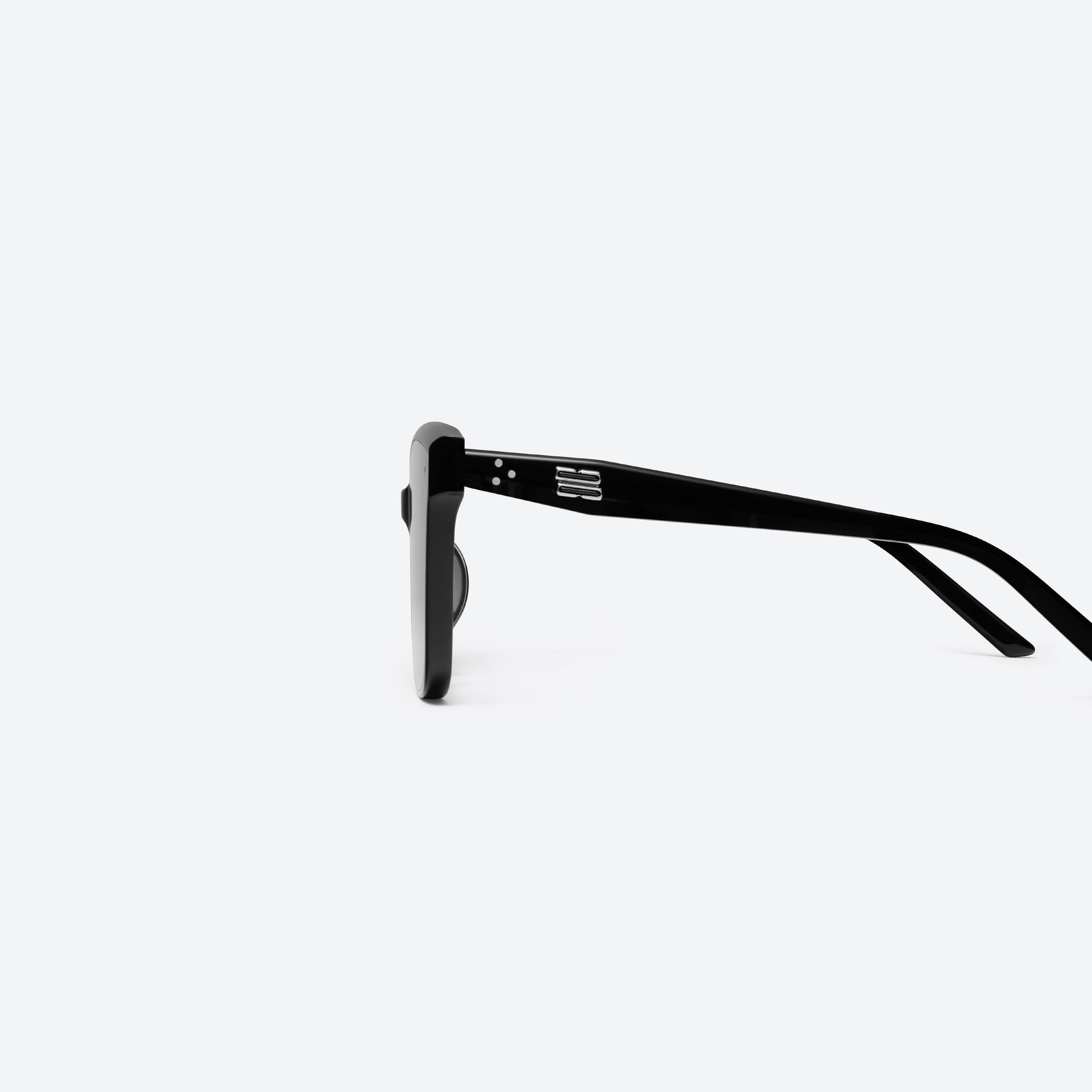 A detailed left view of Gentle Monster Dear 01 Black Acetate framed Square sunglasses.