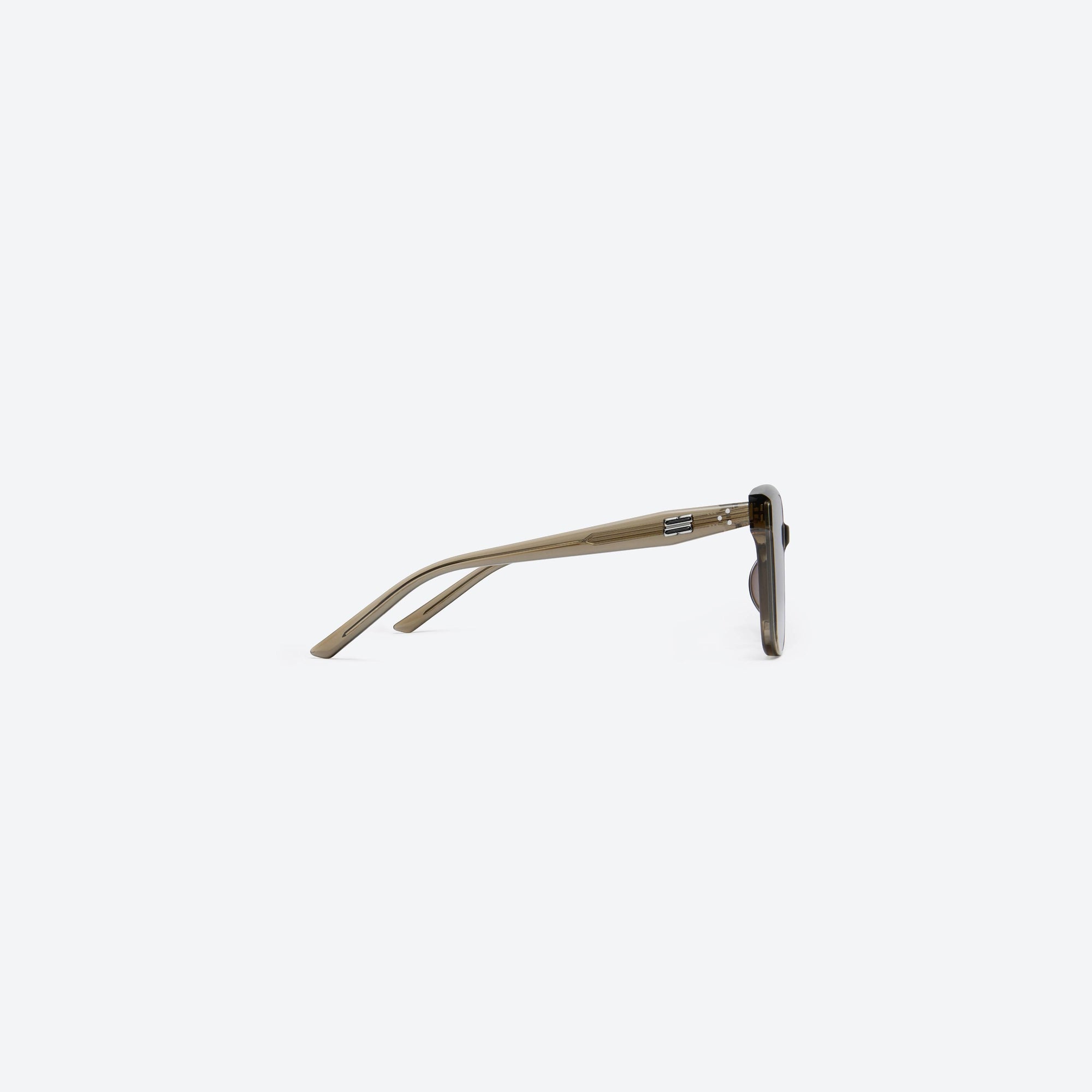 A detailed right view of Gentle Monster Dear KC6 Green Acetate framed Square sunglasses.