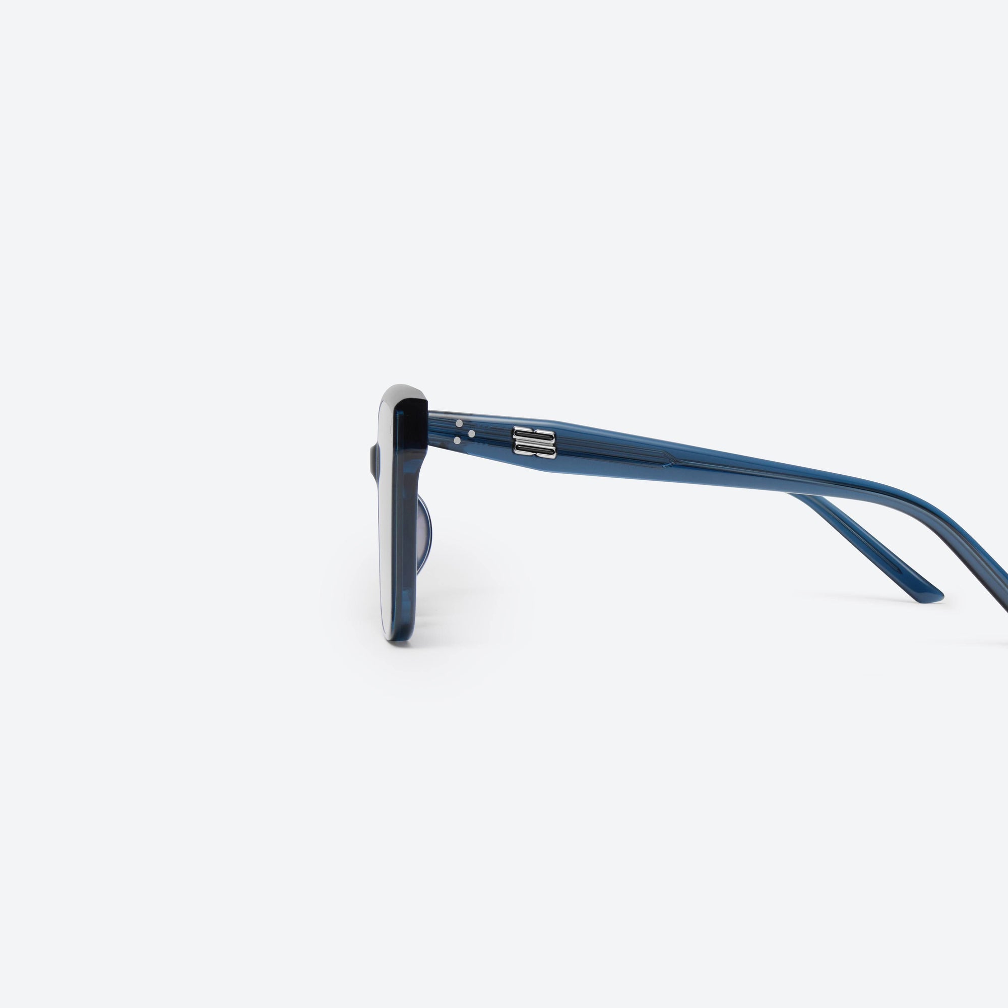 A detailed left view of Gentle Monster Dear NC2 Blue Acetate framed Square sunglasses.