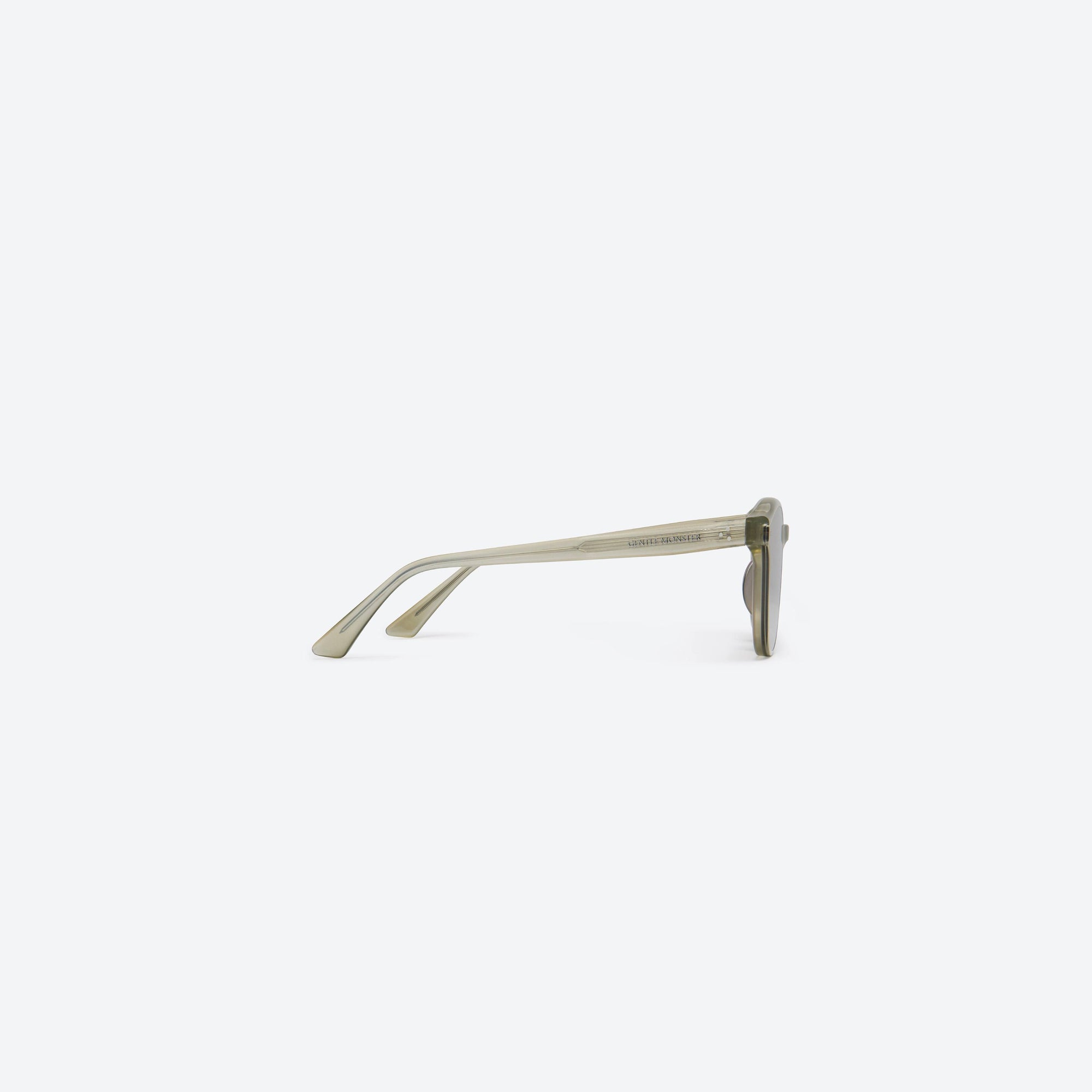 A detailed right view of Gentle Monster Jade GC10 Gray Acetate framed Round sunglasses.