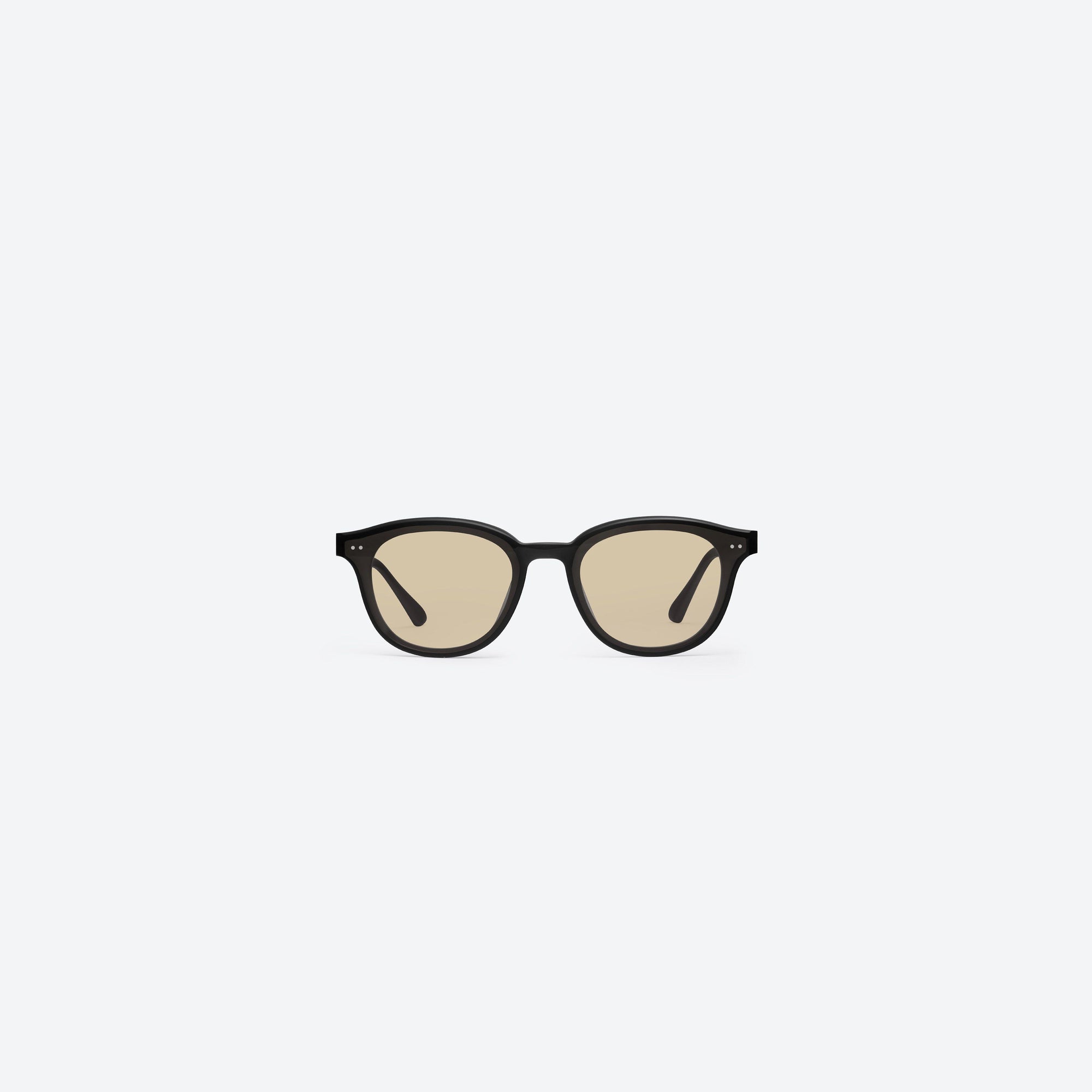 A front view of Gentle Monster Jade 01(BR) Black Acetate framed Round sunglasses.