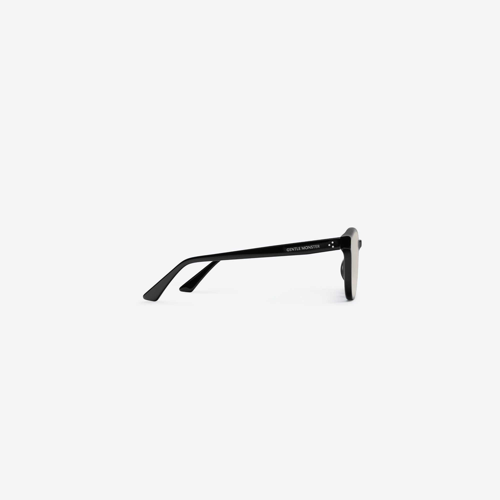 A detailed right view of Gentle Monster Jade 01(BR) Black Acetate framed Round sunglasses.