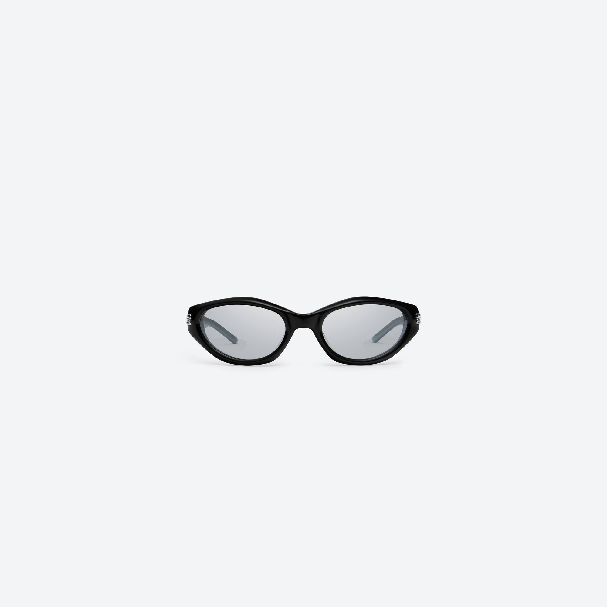 A front view of Gentle Monster Kiko 01(SM) Black Acetate framed Wraparound sunglasses.